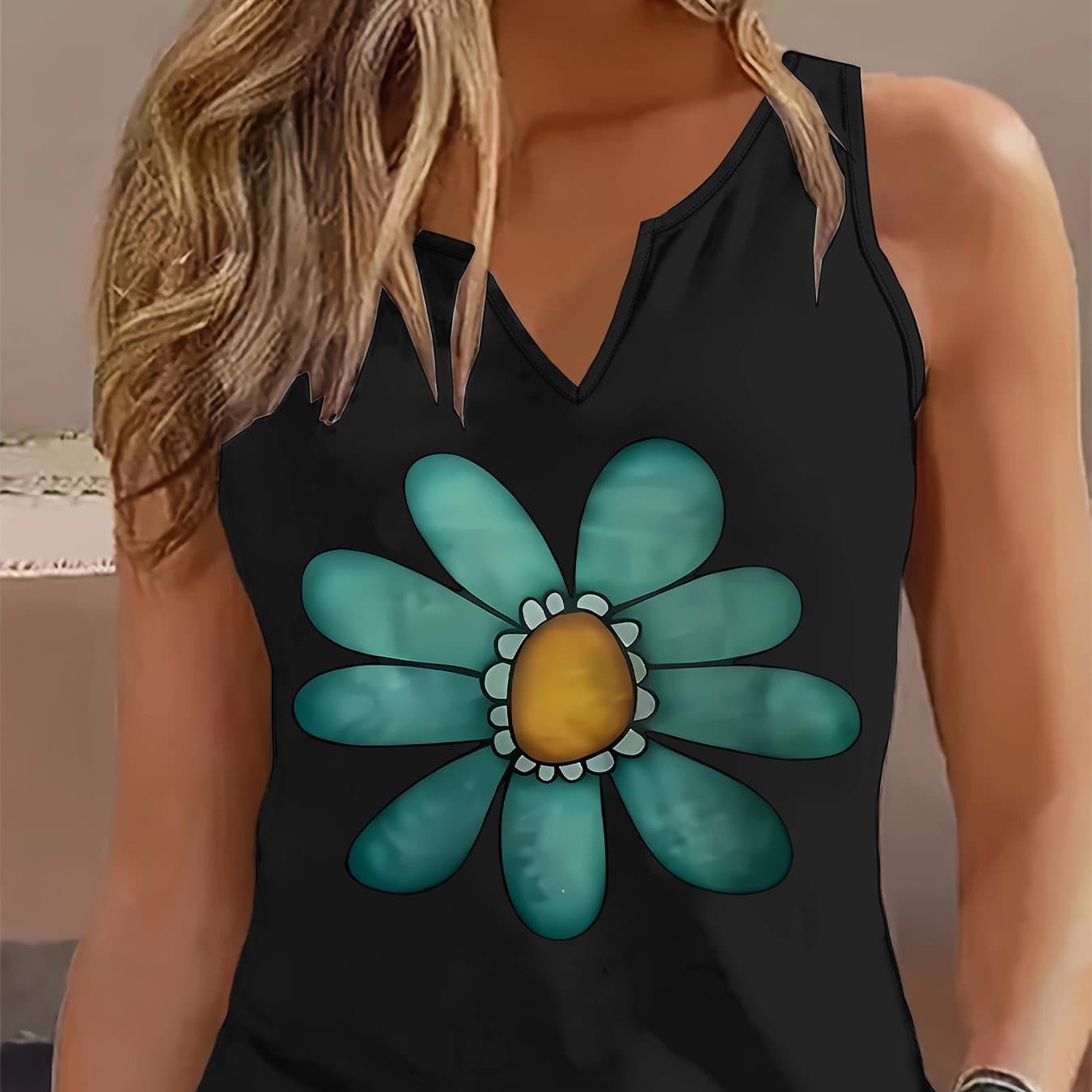 TEMU Graphic Print Tank Top, Sleeveless Casual Top For Summer And Spring, Women's Clothing thumbnail 5