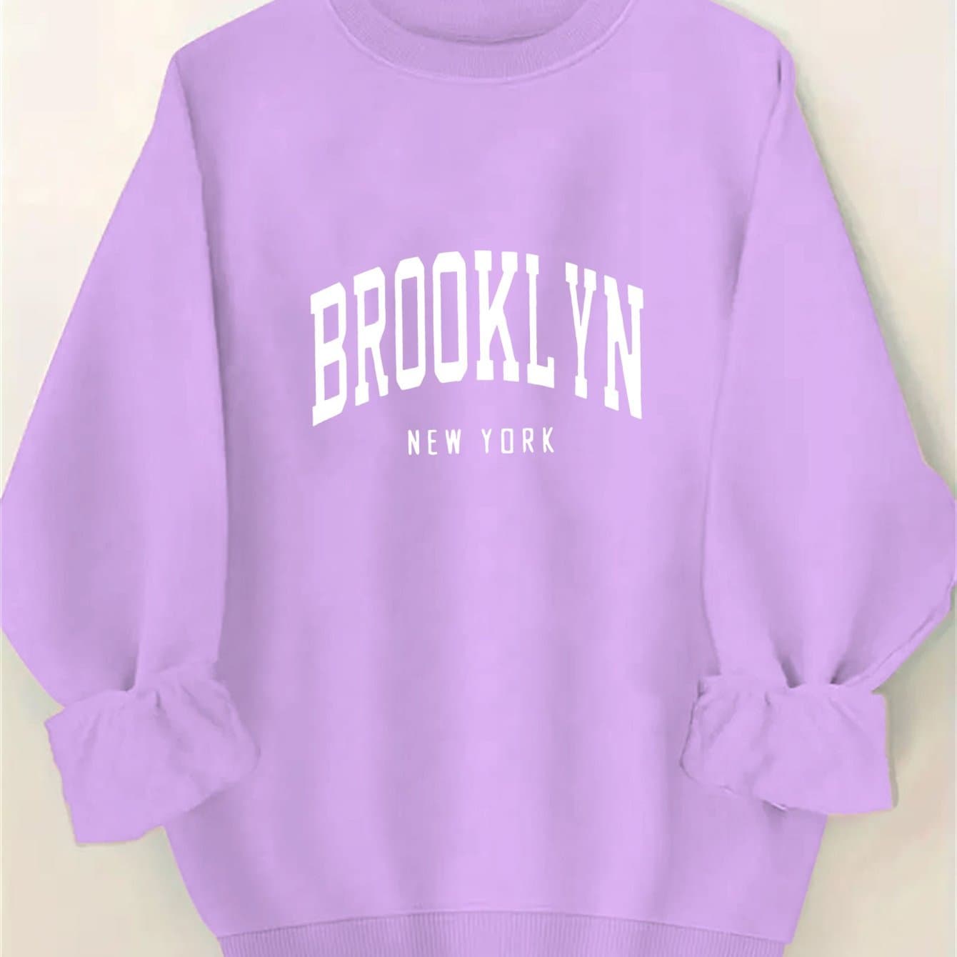 TEMU Autumn/winter Directional Letter Geometric Pattern Placement Print Sweatshirt, Fall And Spring Crew Neck Casual Pullover, Women's Neck Sweatshirt