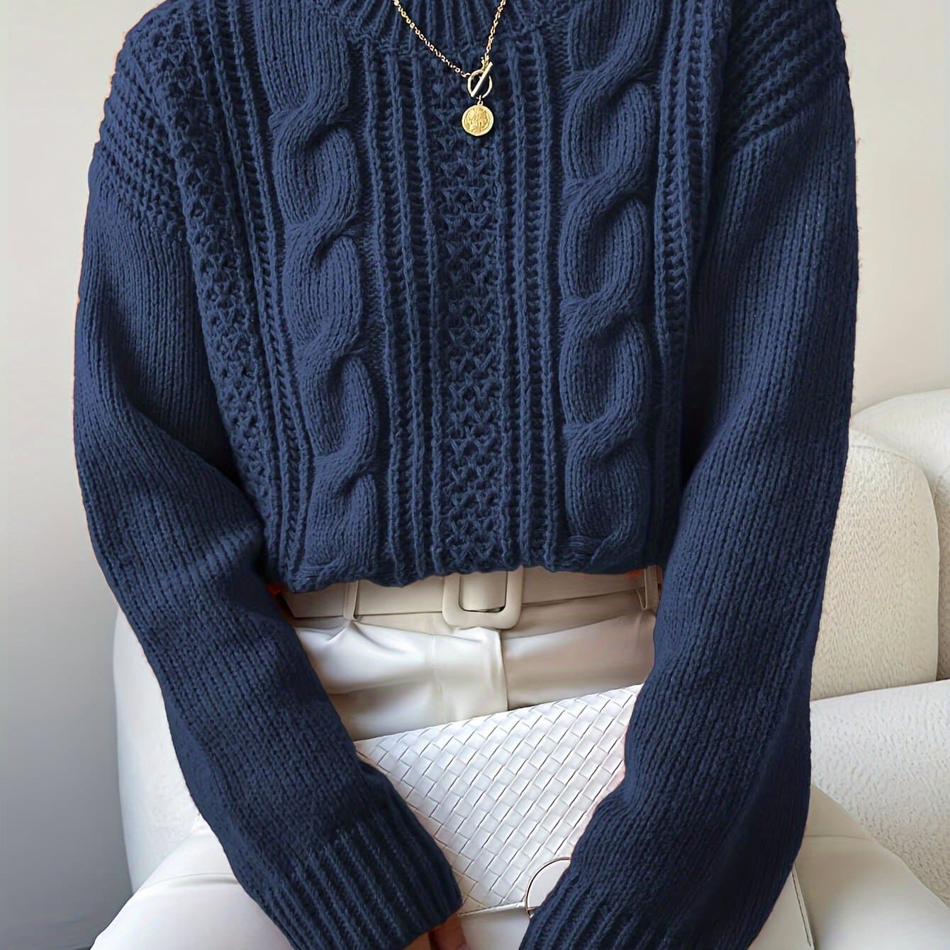 TEMU Chunky Drop Shoulder Sweater