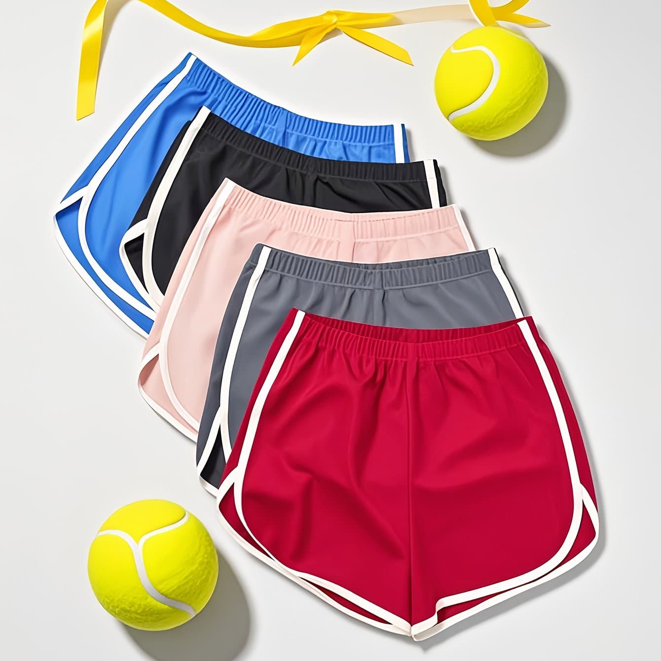 TEMU 5pcs Set Of Women's Summer Sports Shorts, Yoga Fitness Casual 3-inch Pants, Set, Outdoor Sports Pants, Lightweight, Quick Drying, Breathable, With White On The Side