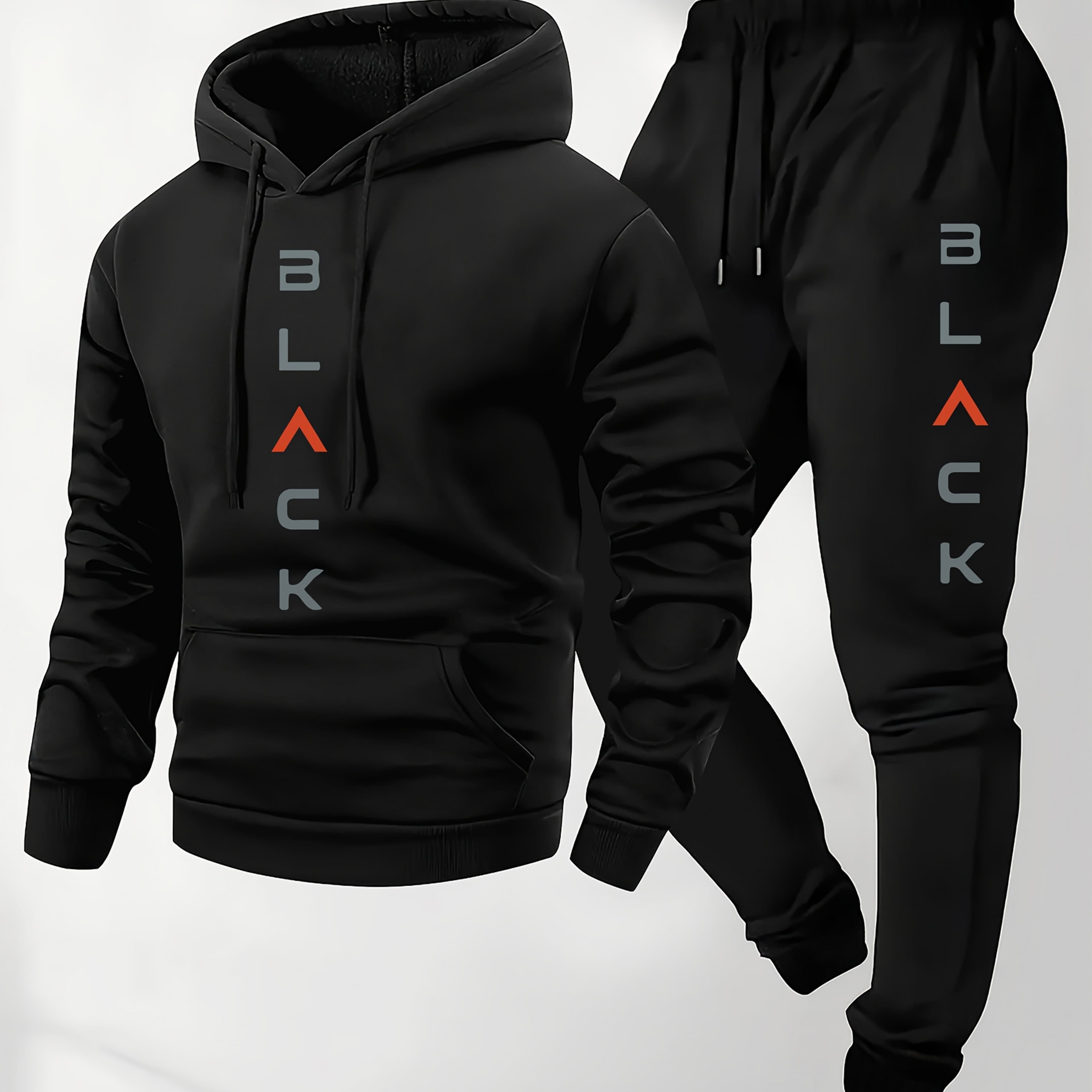 TEMU Men's Autumn Winter Set Including Hooded Sweatshirt, Stylish Jacket, Trendy Style Printed Top And Pants