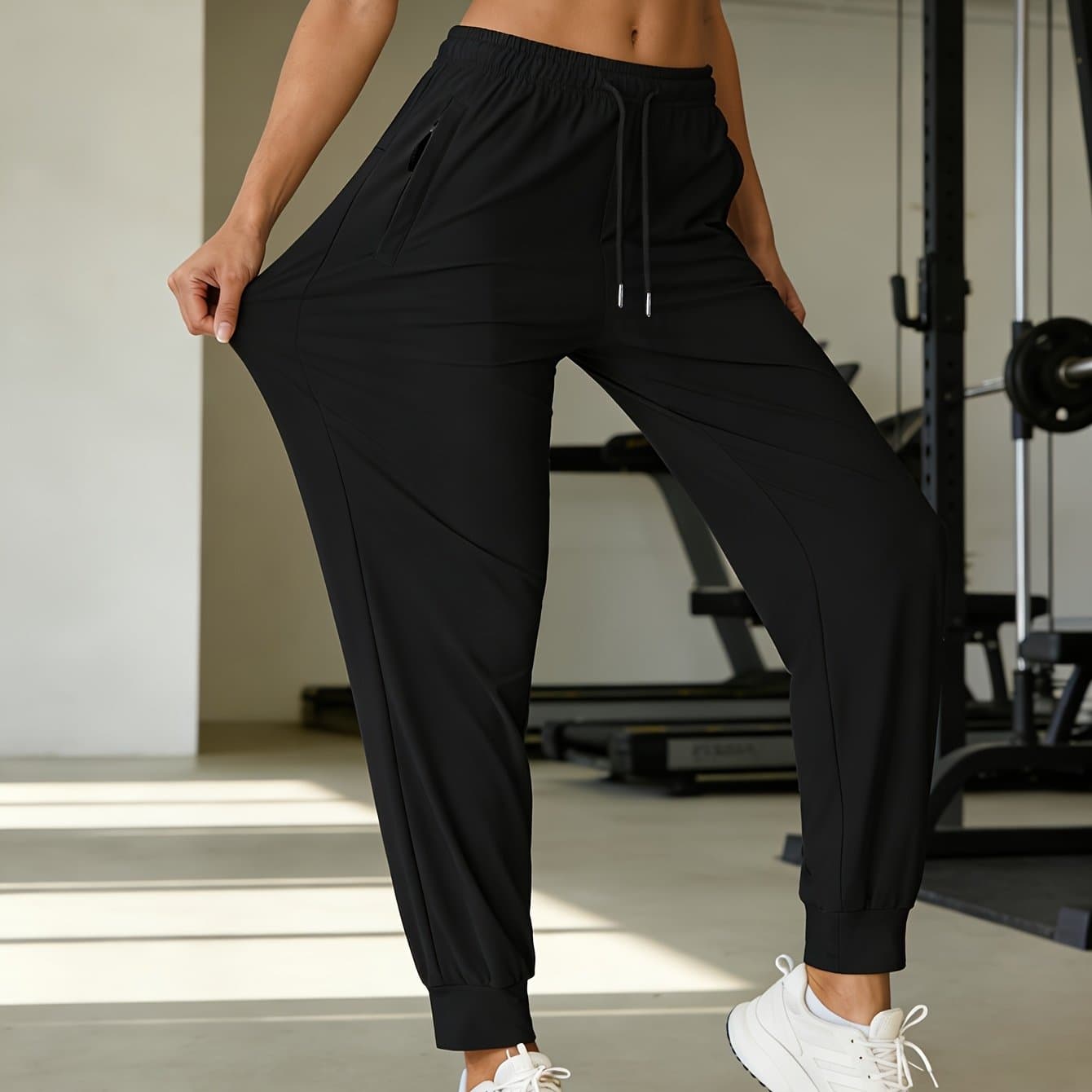 TEMU Athletic Joggers For Women That Are Quick-drying, And Stretchable: Lightweight Gym Trousers Featuring Pockets, A High Waist, And A Drawstring, Perfect For Workouts, Yoga, Or Lounging