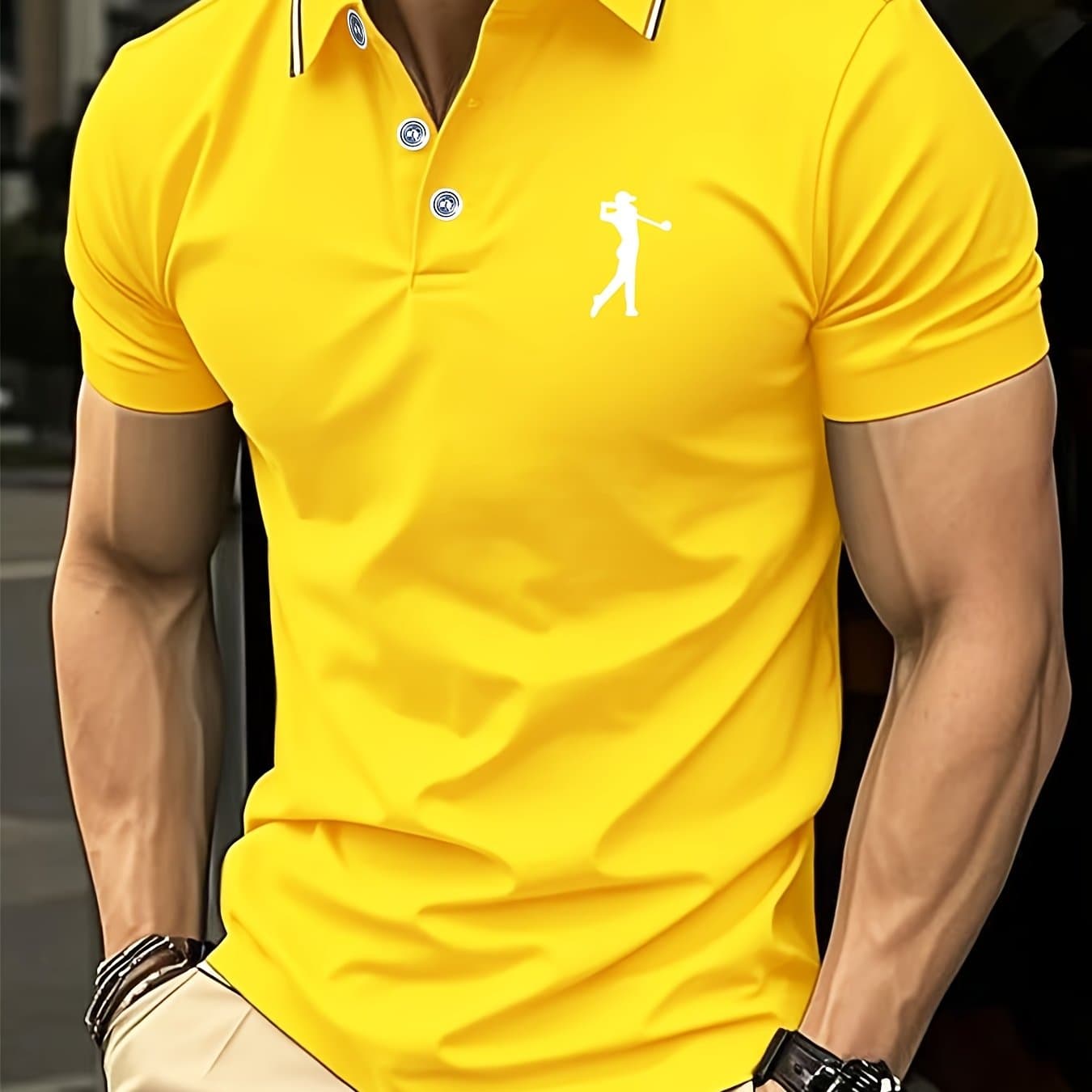 TEMU Men's Short-sleeve Printed Golf Shirt For Spring And Summer