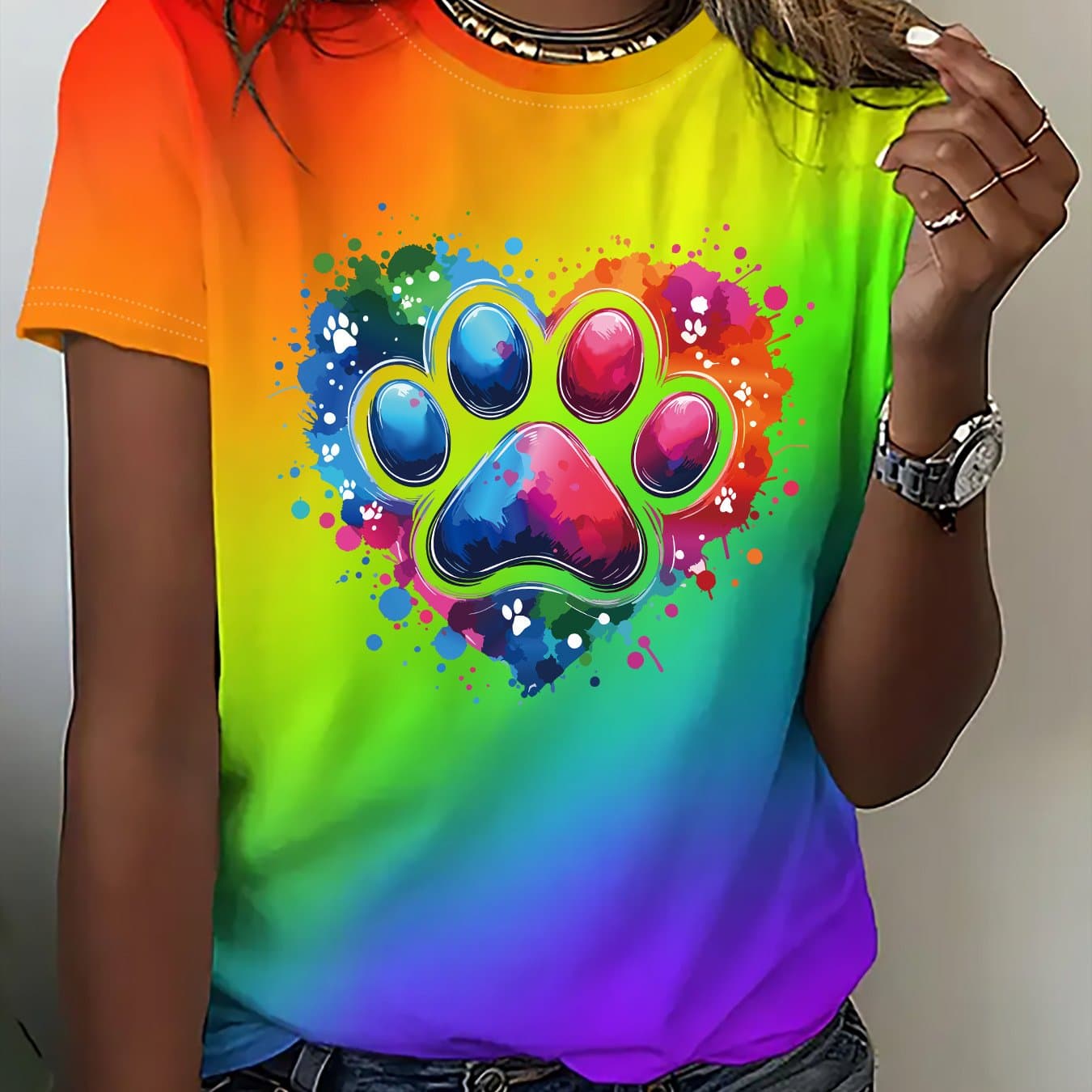 TEMU Graphic Print T-shirt, Short Sleeve Crew Neck Casual Top For Summer & Spring, Women's Clothing thumbnail 2