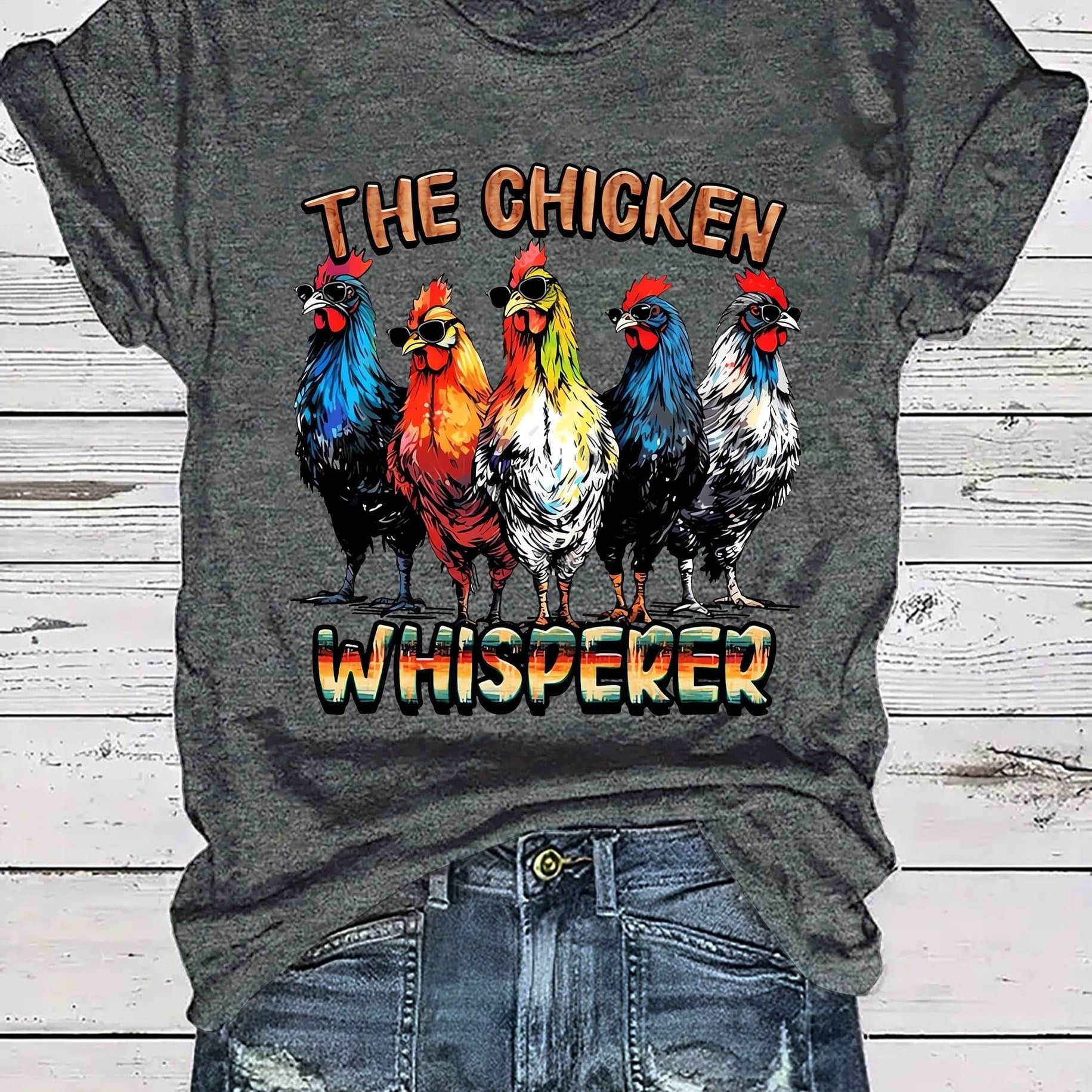 TEMU Chicken Print Crew Neck T-shirt, Casual Short Sleeve Top For , Women's Clothing