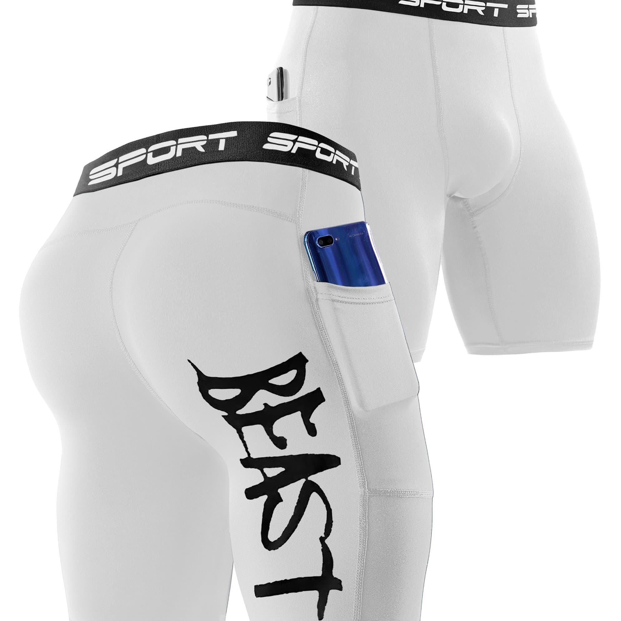 TEMU 1pc Men's Compression Sports Shorts With "" Lettering - Breathable And Stretchy, Suitable For , Cycling, And Running