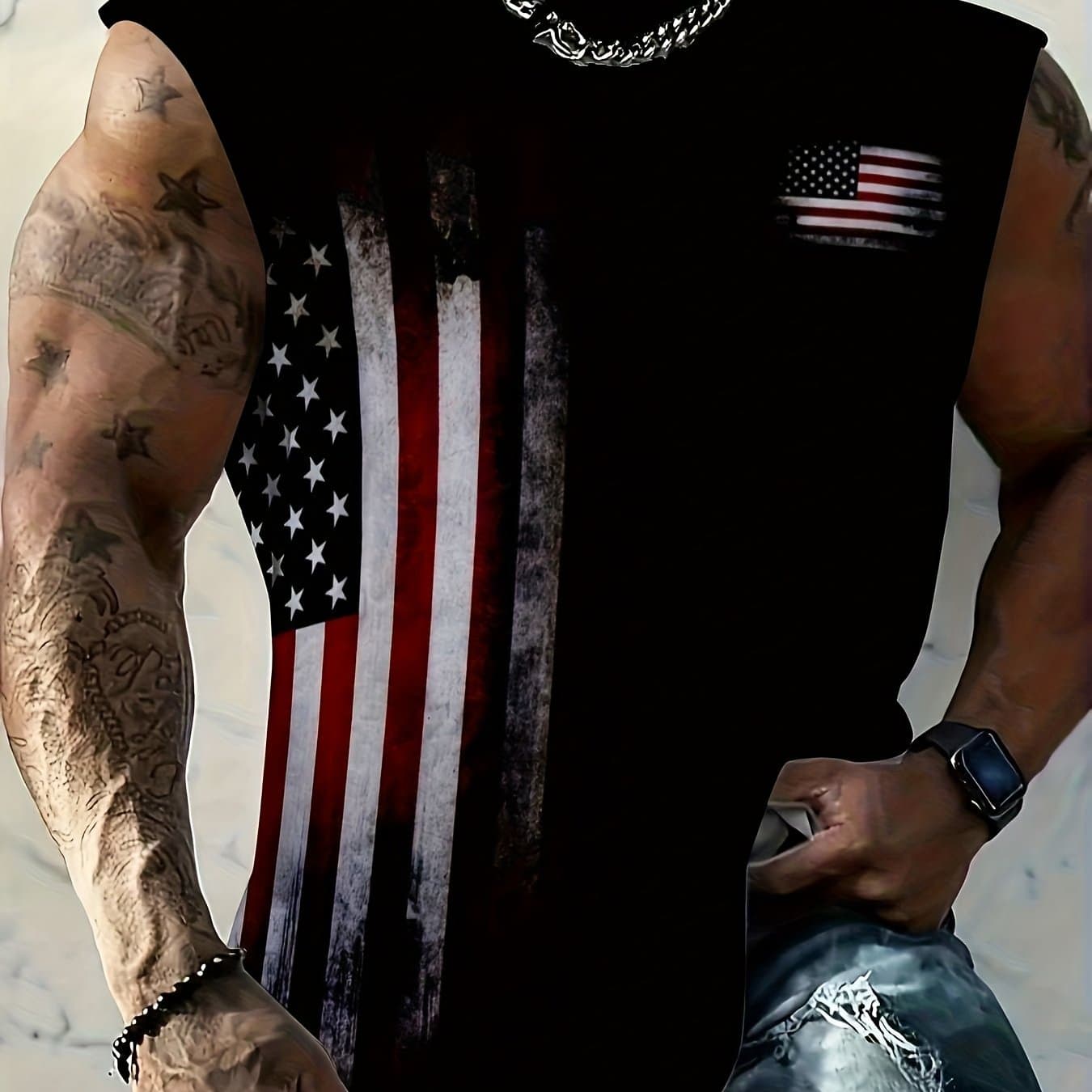 TEMU Men's Sleeveless Shirt Tank Top - 3d Printed Minimalist Athletic, Non- Round Neck, Machine Washable Suitable For Summer Outdoor Sports, Gym, Beach Vacations & Casual Wear - Male Fitness Apparel