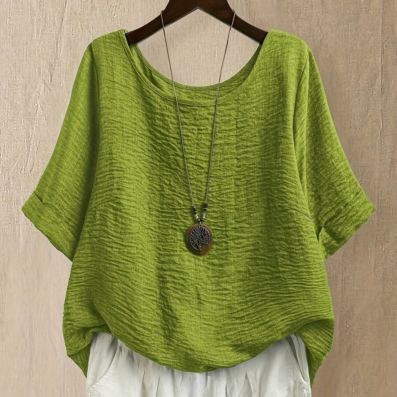 TEMU Plus Size Women's Round Neck Casual Daily Outdoor Shirt