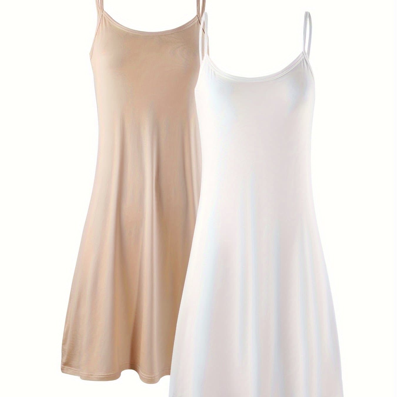 TEMU 2pcs Women's Lined Camisole Dress, Versatile Loose Sleeveless Tank Dress For Inner Wear Or Outer Wear