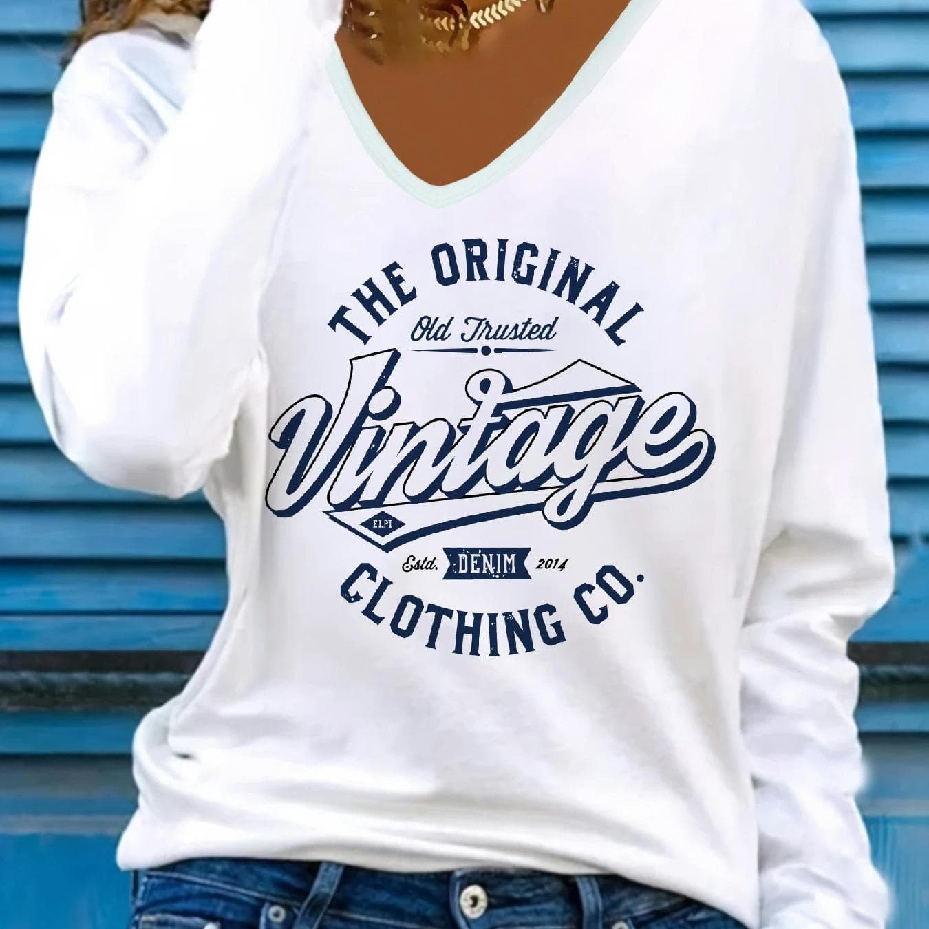 TEMU 2d Flat Printing Wd20250916054 Soft Long Sleeve V-neck T-shirt, 95% And 5% Elastane Athleisure Everyday Top, V-neck Long Sleeve T-shirt V-neck Suitable For Upper Standard Size Codes B5