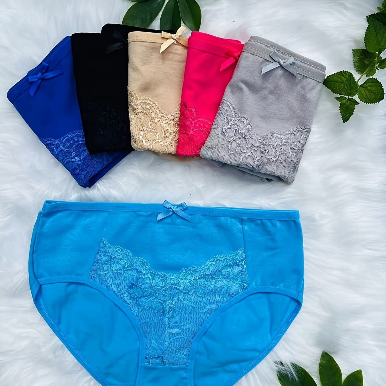 TEMU 6pcs Of Elegant Lace Sexy Women's Underwear, Solid Color Long Pants For Mothers