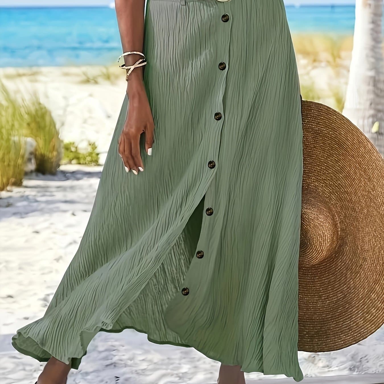 TEMU Western Half Skirt Cross-border Trade Slit A-line Hip-hugging Mid-waist Long Dress