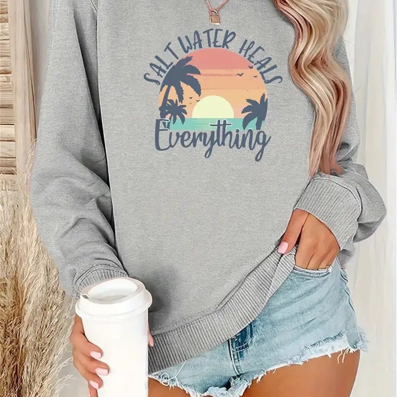 TEMU Women's Casual Round Neck Sweatshirt