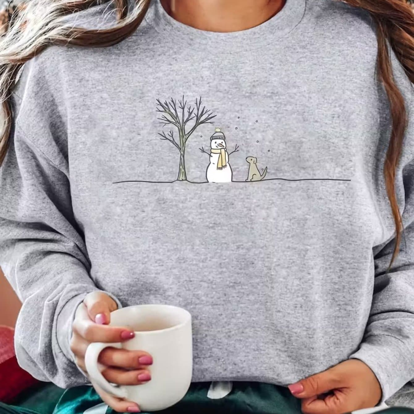 TEMU Brand New Plants Women's, Christmas Snowman Print Vintage, , Casual, Trendy And Classic Fashion Style Printed Quick-drying Polyester Crew Neck Long Sleeve S Sweatshirt For Autumn/ Winter