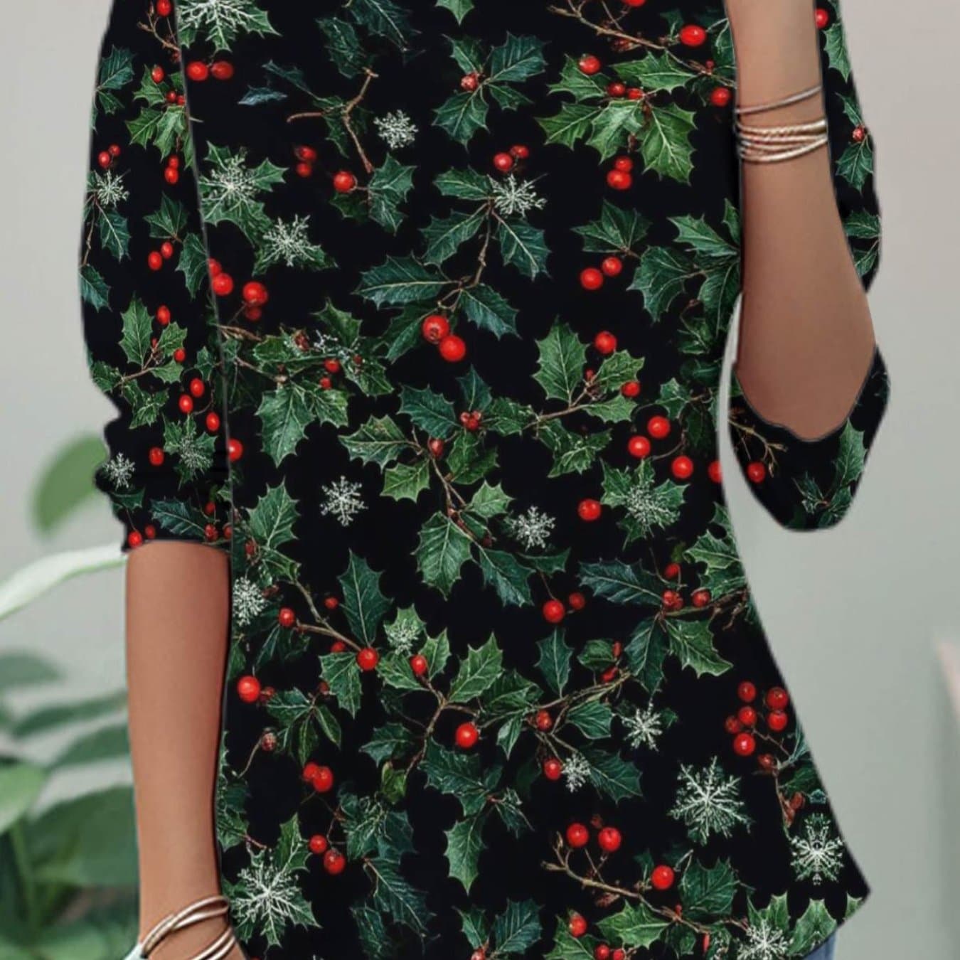 TEMU Plus Size, Breathable Round Neck Long Sleeve Floral Shirt Relaxed Fit For Casual Blouse