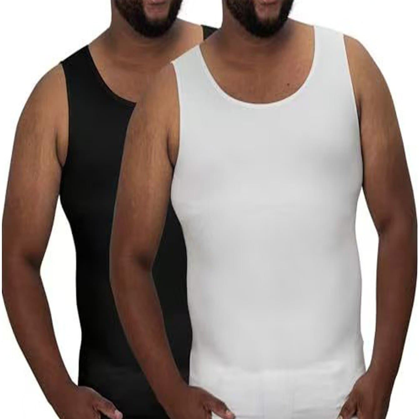 TEMU Big Size Men's Compression Sleeveless Shirt High Stretch Knit Fabric, Solid Color, Skinny Fit, Crew Neck, Athletic Vest For Workout And Casual Wear, Plus Size