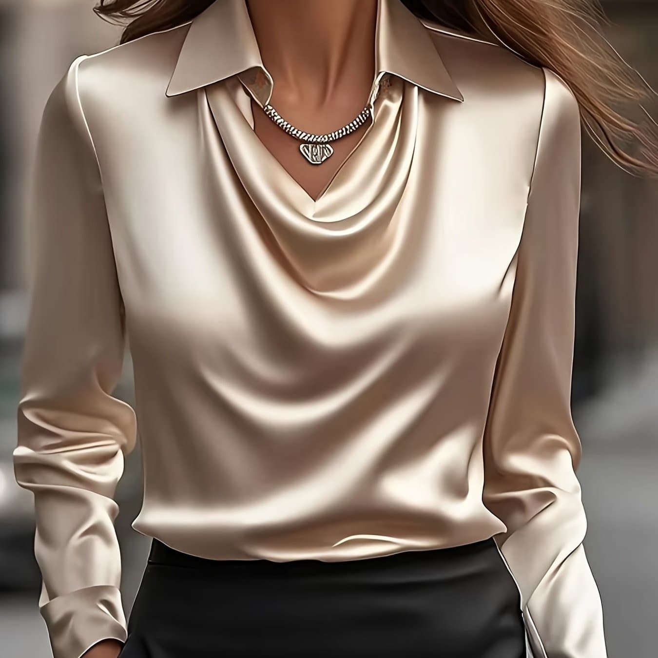 TEMU Women'-neck Shirt, Simple Swing Solid Loose Collar Top