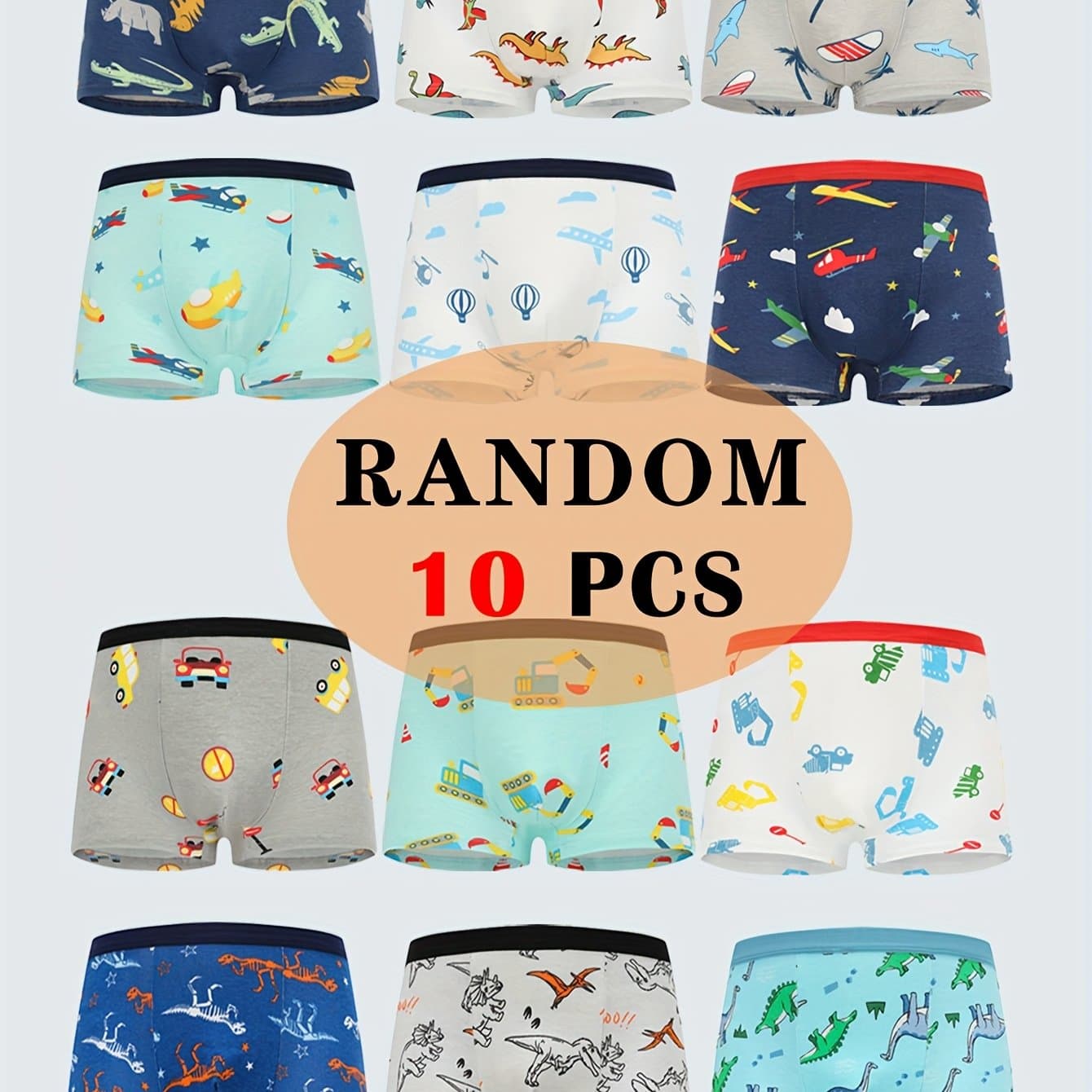 TEMU 10pcs/ Pc Boys' Underwear Cute Cartoon Patterns Elastic Boys' Underwear
