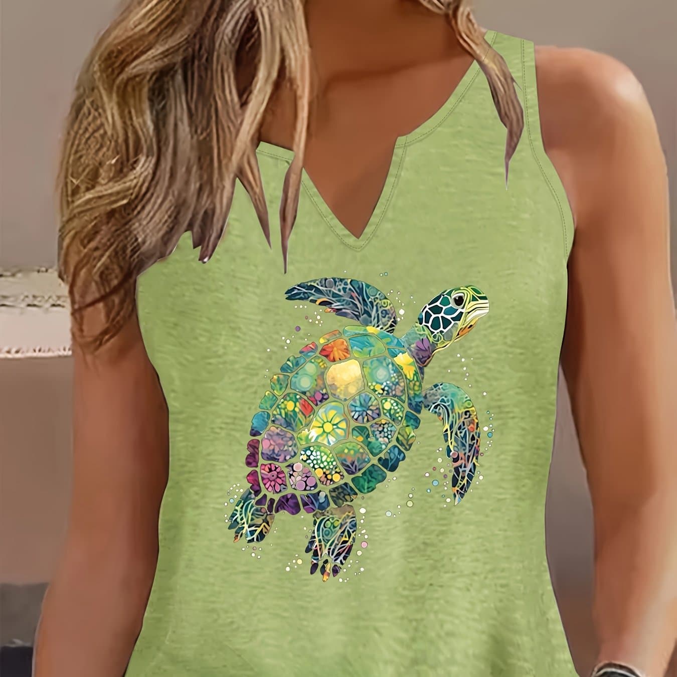 TEMU Letter Print Tank Top, Sleeveless V Neck Casual Top For Summer And Spring, Women's Clothing thumbnail 4