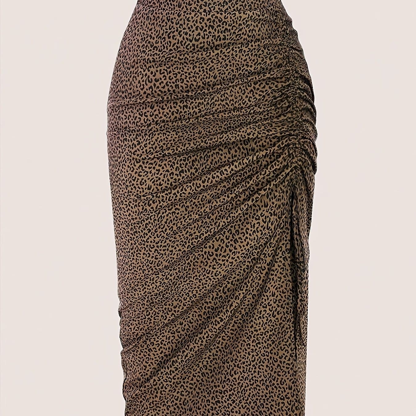 TEMU Asd1 Women's St. Drawstring Leopard Print Random Cut Skirt For Vacation