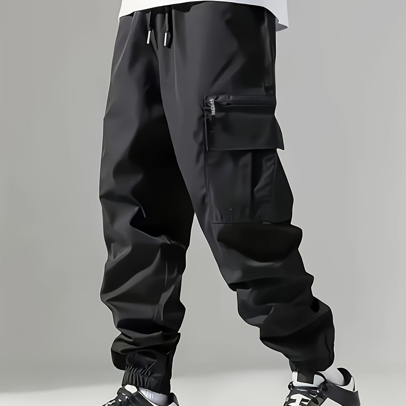 TEMU Men' Hip-hop Casual Versatile Outdoor Zipper Pocket Cargo Pants