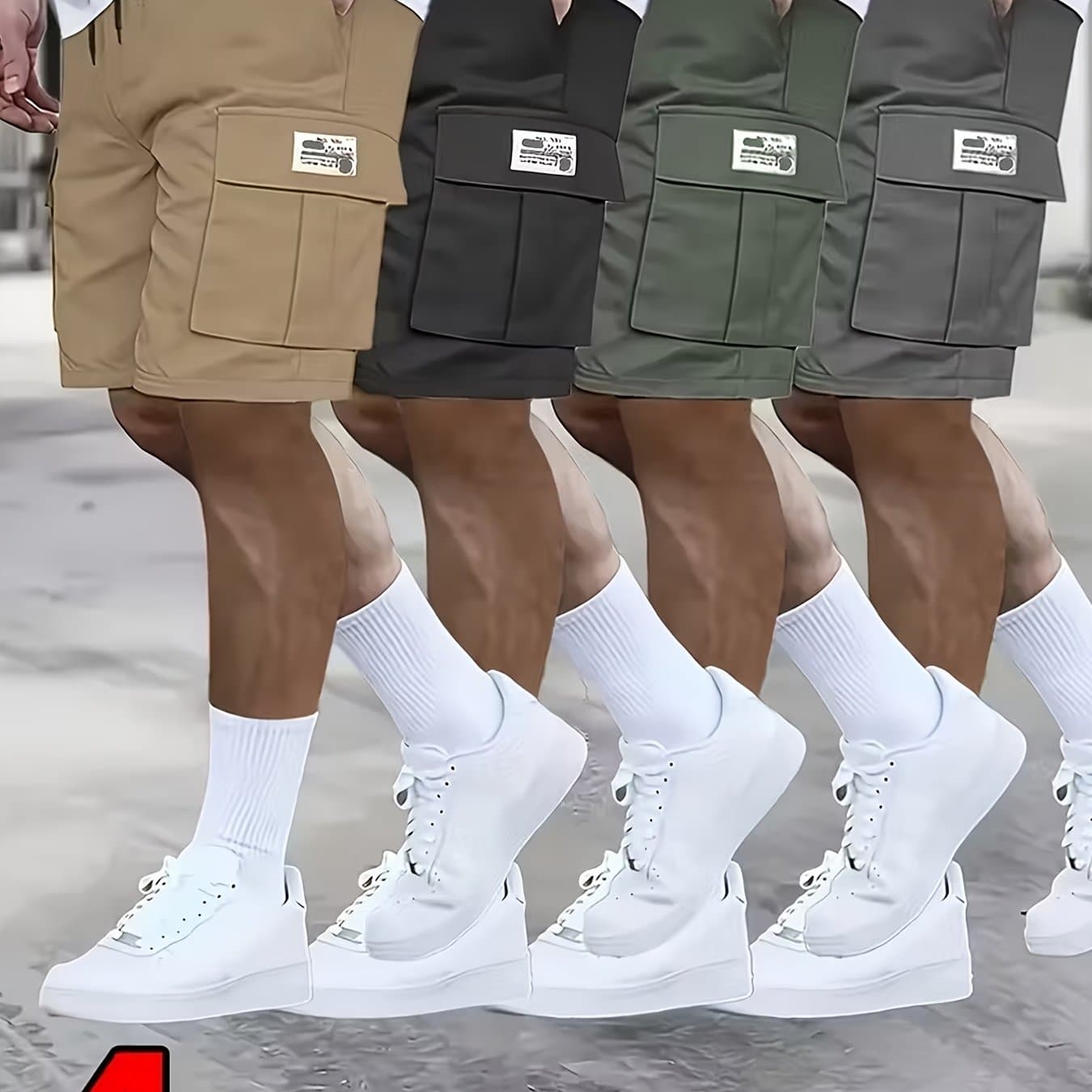 TEMU 4pcs : Includes 3 Men's Work Shorts With Durable, Multi-, Breathable For And Casual Wear In
