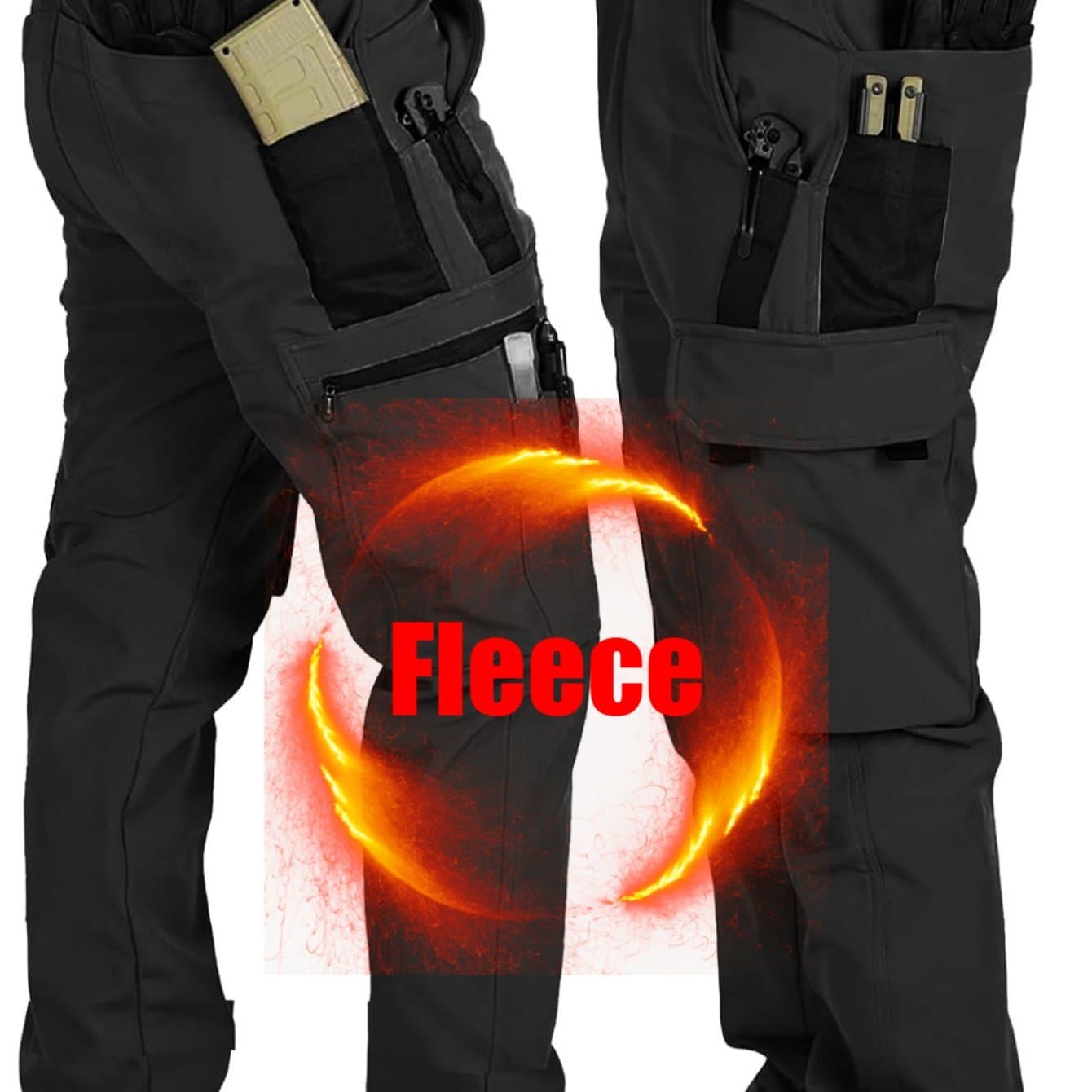 TEMU Men's Fleece Lined Snow Ski Pants Windproof Softshell Tactical Pants Winter Outdoor Hiking Fishing