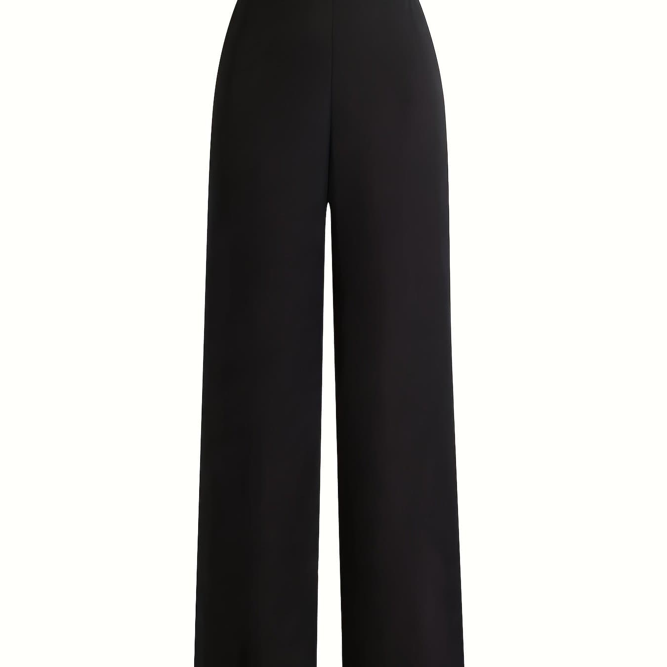 TEMU Women' Casual Decorative Button Straight Long Pants