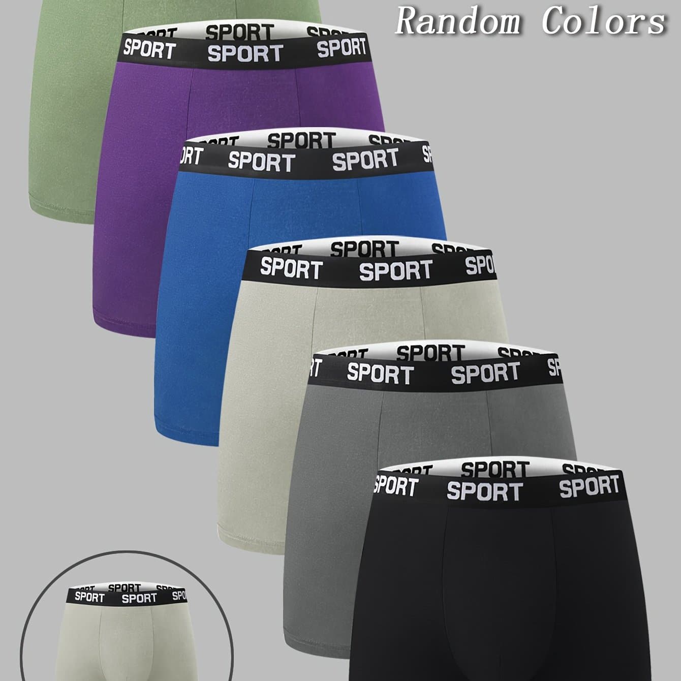TEMU 1/3/5apcs Random Men's Long And Comfortable Underwear - Breathable, Elastic, Quick Drying, Elastic Waistband, Sports And Leisure Boxer Underwear - Soft And Lightweight