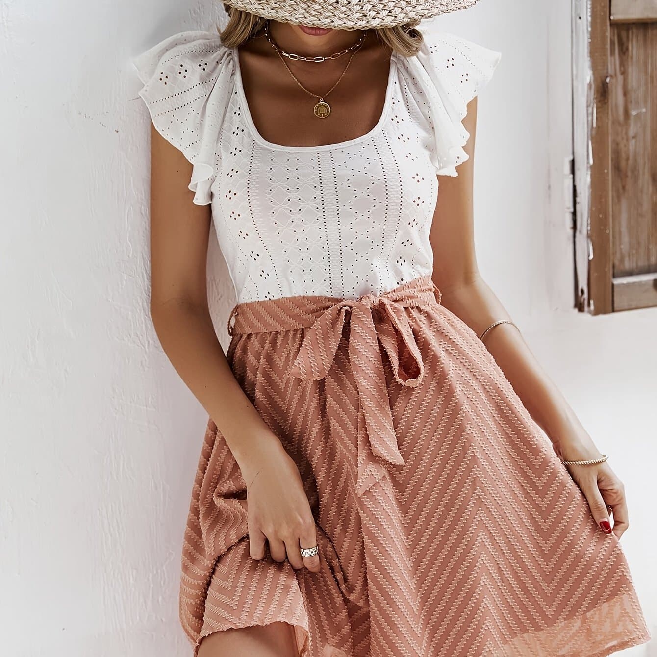 TEMU This Stylish And Casual - Dress Features Sleeves And A , Perfect For Relaxed Vacations And Parties