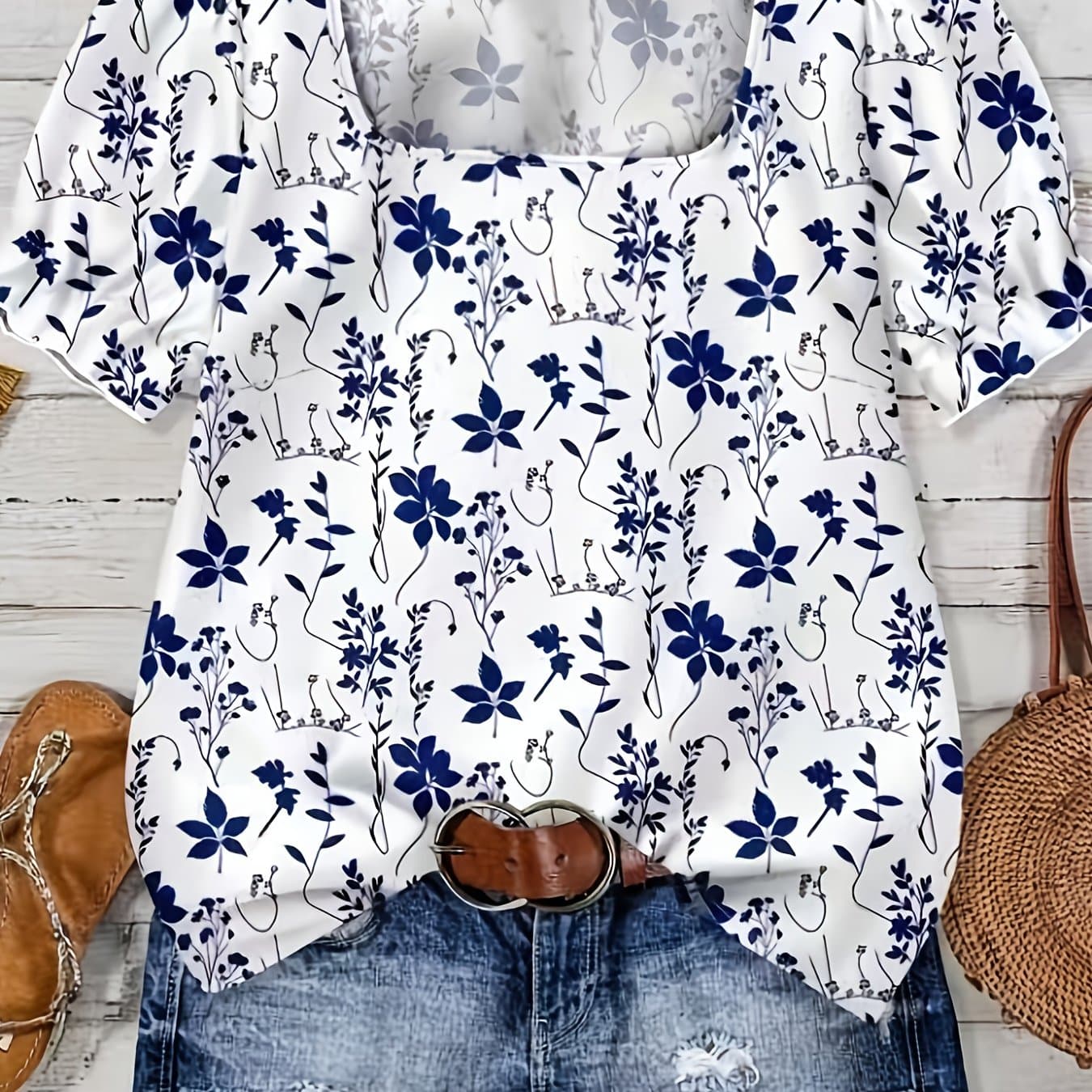 TEMU Plus Size, Summer New Style, Perfect For Daily , Simple And Versatile, Comfortable For Casual Attire, Women's Short-sleeved Top, Suitable For Summer, Loose Fit, Cropped Top