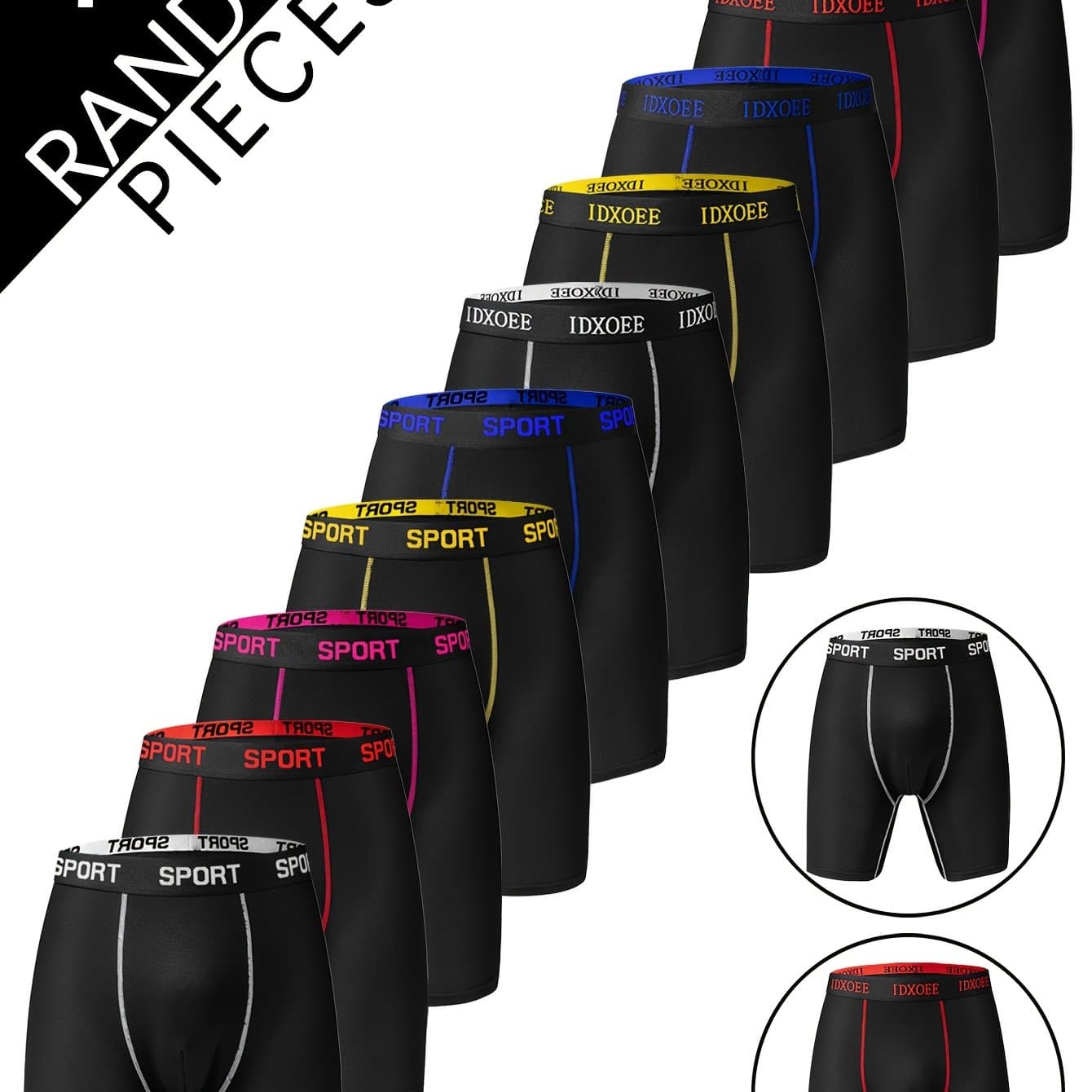 TEMU 7pcs Random Men's Comfortable Slim Shaping Underwear - Breathable, Elastic, Quick Drying, Elastic Waistband, Fitness Long Boxer Underwear - Soft And Lightweight.