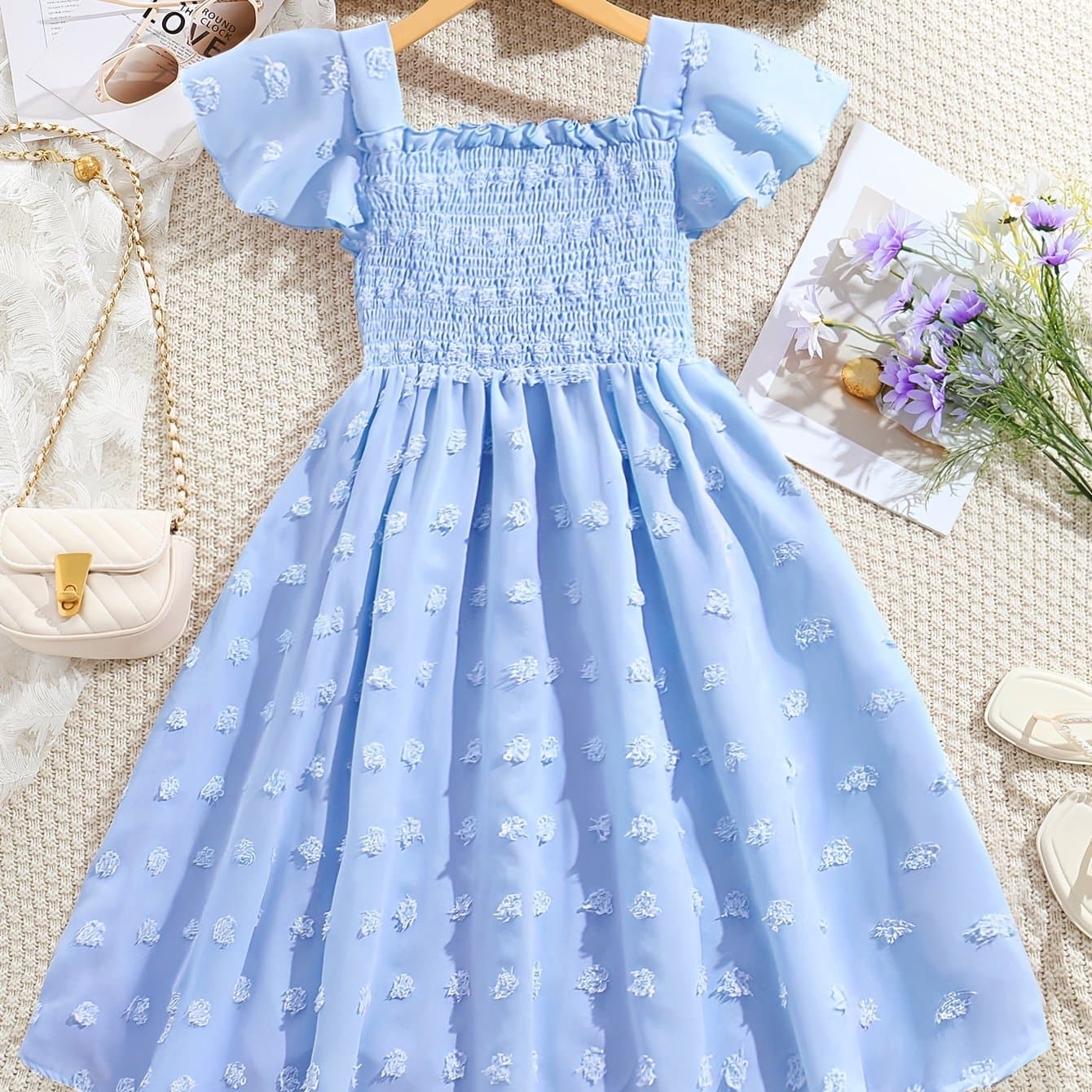 TEMU Girl's Dress 2025 New Summer Children's Summer Fashion Stylish Thin Princess Dress For Girls Summer Dress Summer 1pc