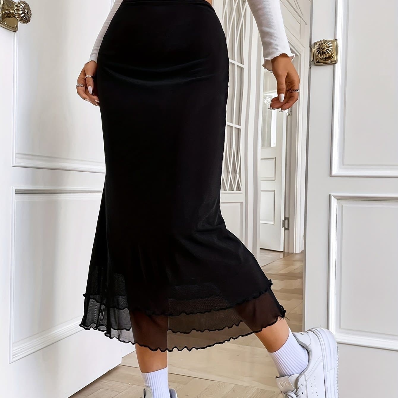 TEMU Ladies' Mesh Midi Skirt