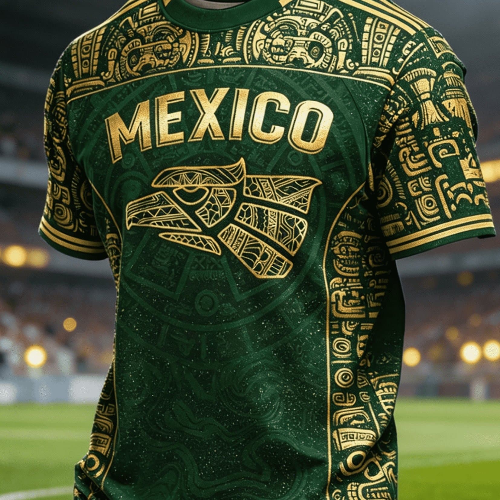 TEMU Men's Mexican Football Enthusiast Printed T-shirt Minimalist Font! Fashionable Lettering Short Sleeve Casual Essential