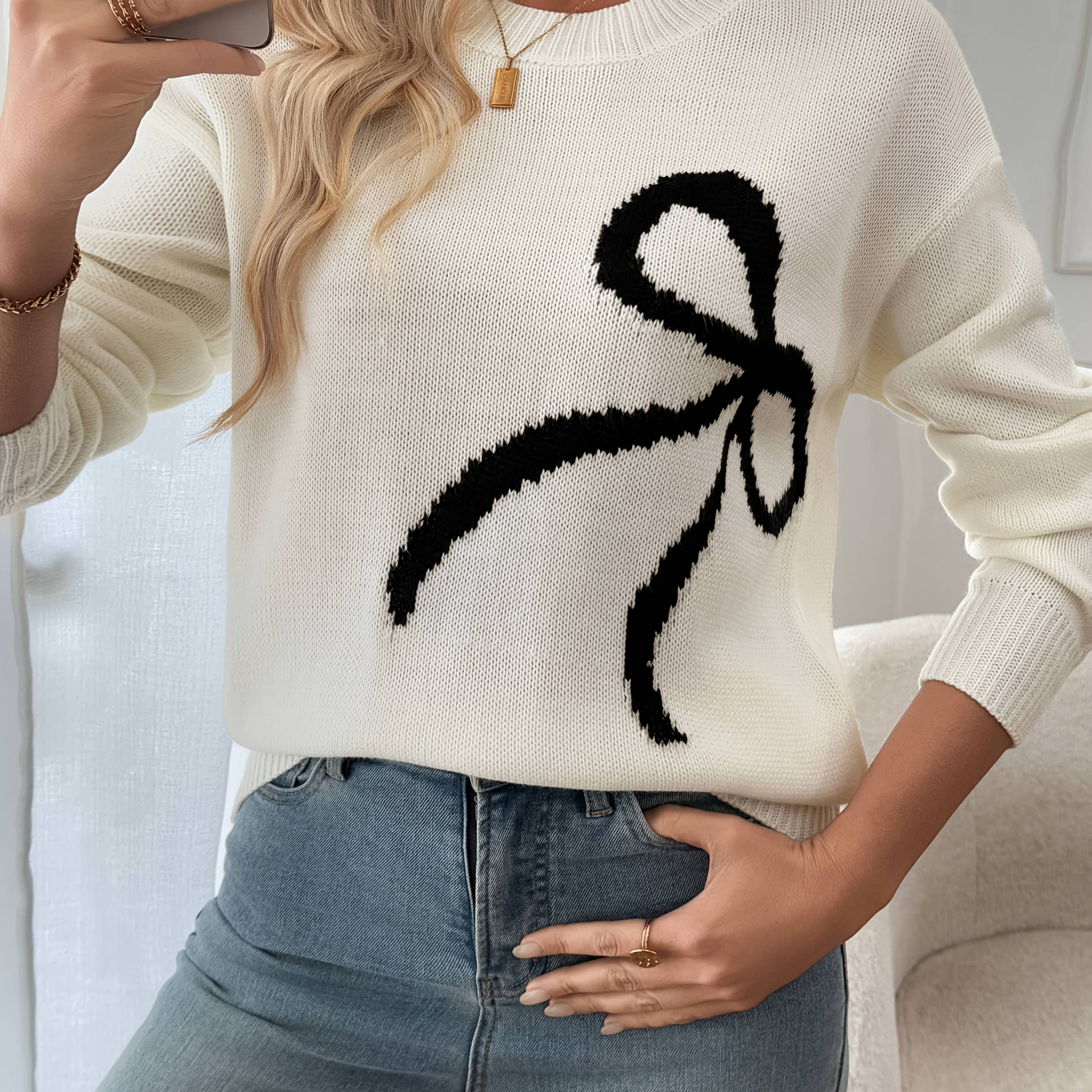 TEMU White Mid-low Neck Bow Top