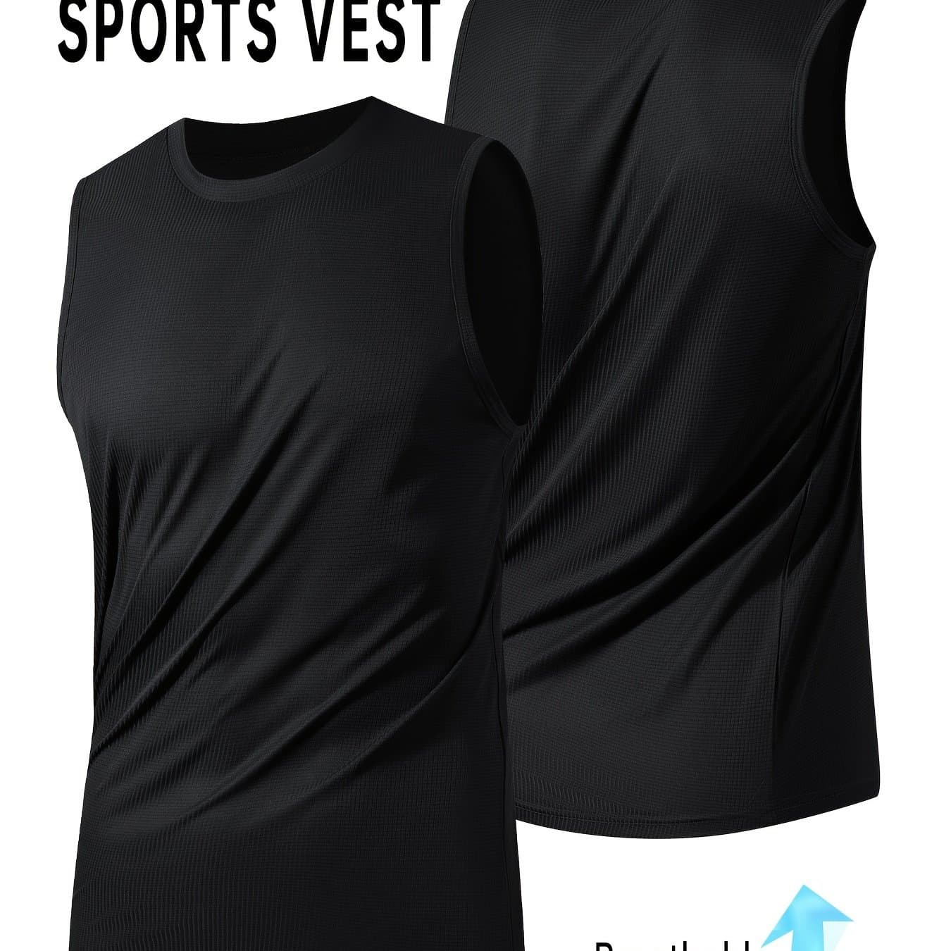 TEMU [middle East] Men's Sports Vest Quick-drying Breathable Running Fashion Casual Quick-drying T-shirt Ultra-lightweight Moisture-wicking And Sweat-wicking