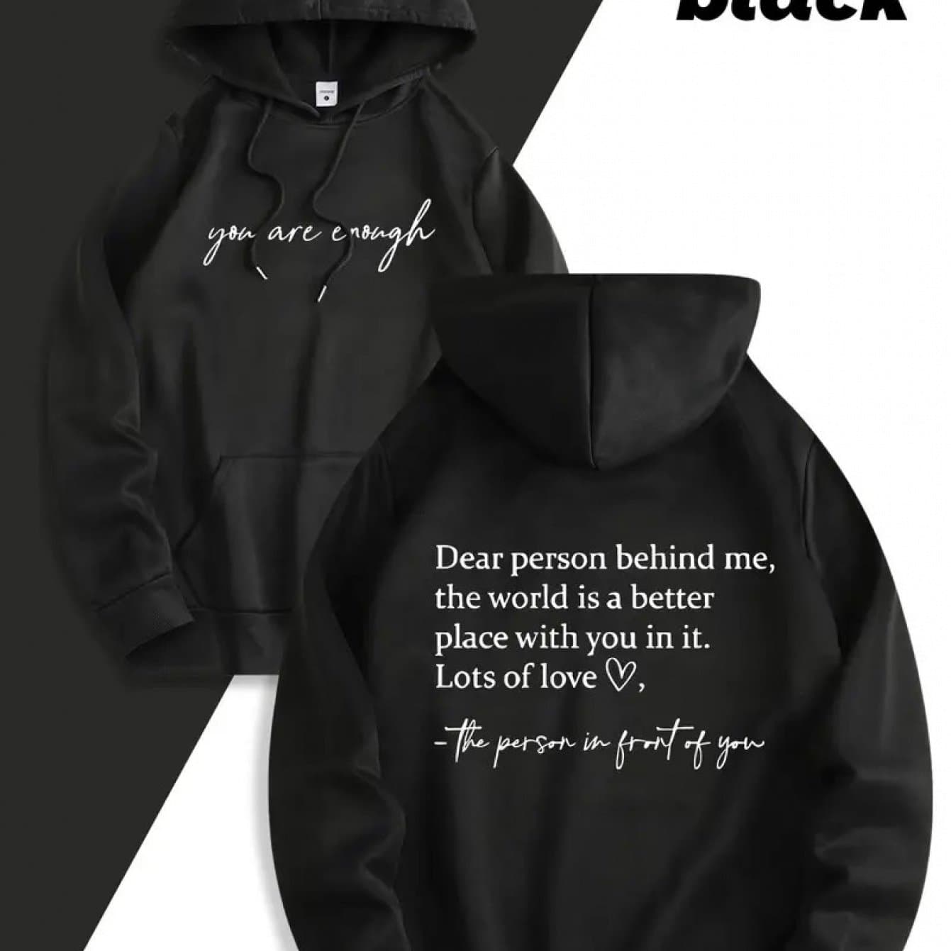 TEMU Men's Hooded Sweatshirt With A Stylish Diagonal , Featuring An Elegant And Fashionable Print With Letters On The Front And Back. It Includes A Kangaroo Pocket And Is A Comfortable