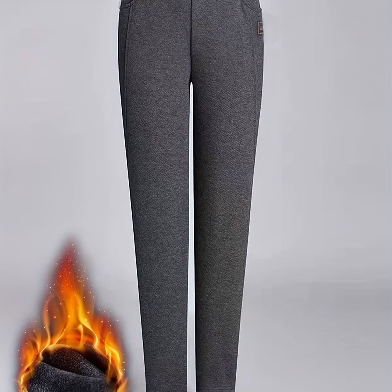 TEMU Dark Gray Winter -lined Pants