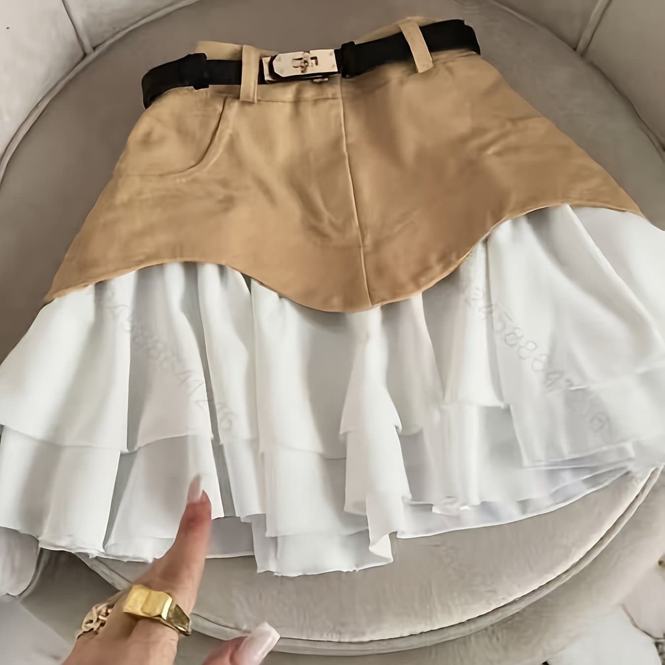 TEMU Women's Fashion Contrast Pleated Short Skirt