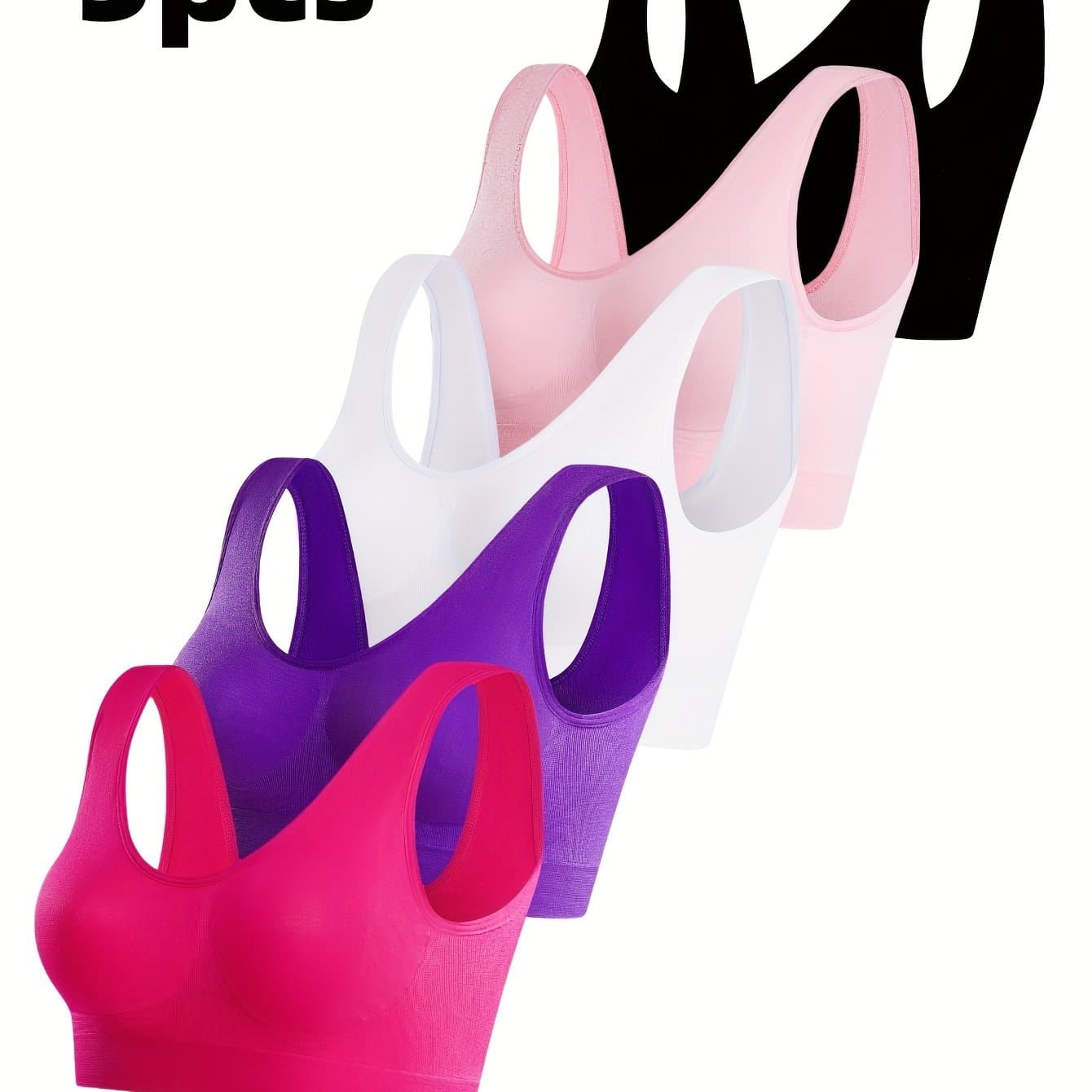 TEMU 5 Sports Bras, Comfortable And Breathable Bras, Women's Underwear And Suspenders