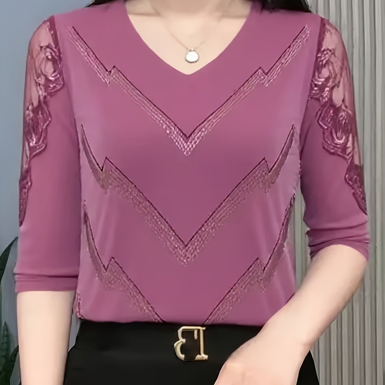 TEMU Fitted With Rhinestones, Sleeveless Top For Women, Mid-length V-neck With Lace, Belly-covering Top, Suitable For Dates, , Picnics, Trips, Celebrations, And Weddings.