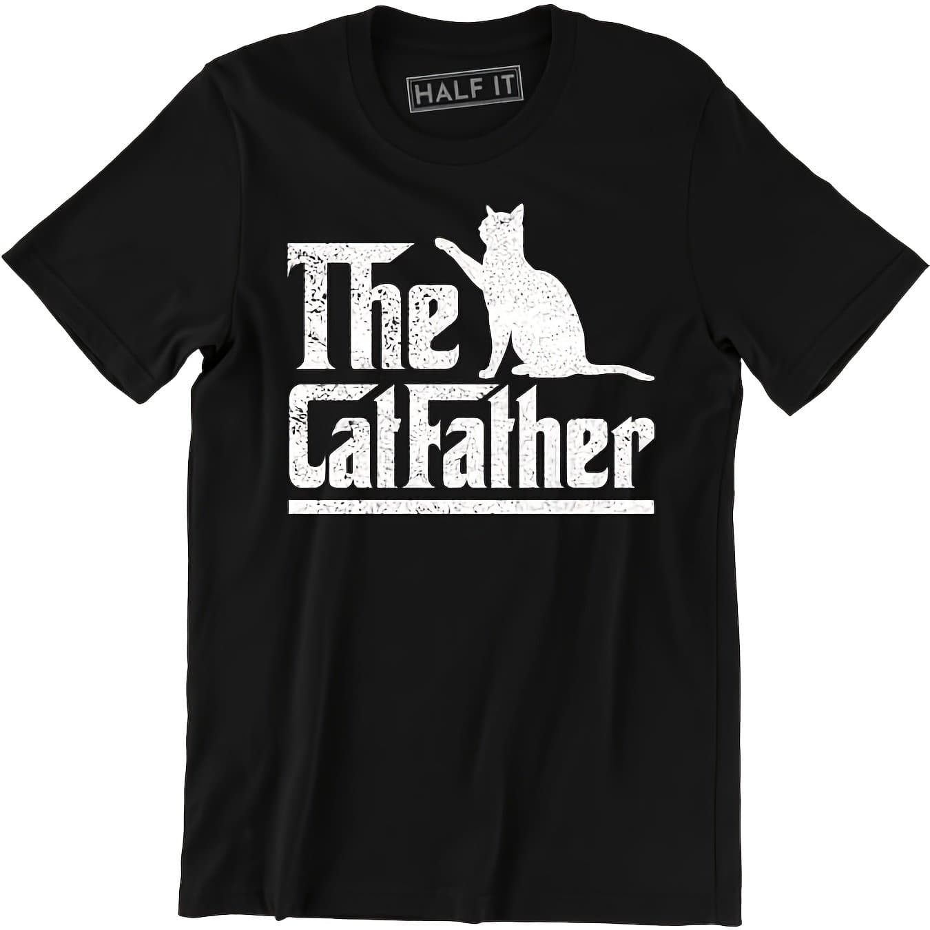 TEMU Men's Catfather Cat - Funny Graphic Tee With Print, Comfortable Casual Shirt For Pet Lovers, Father's Day Gift Idea For Dad, Casual Short Sleeve Top