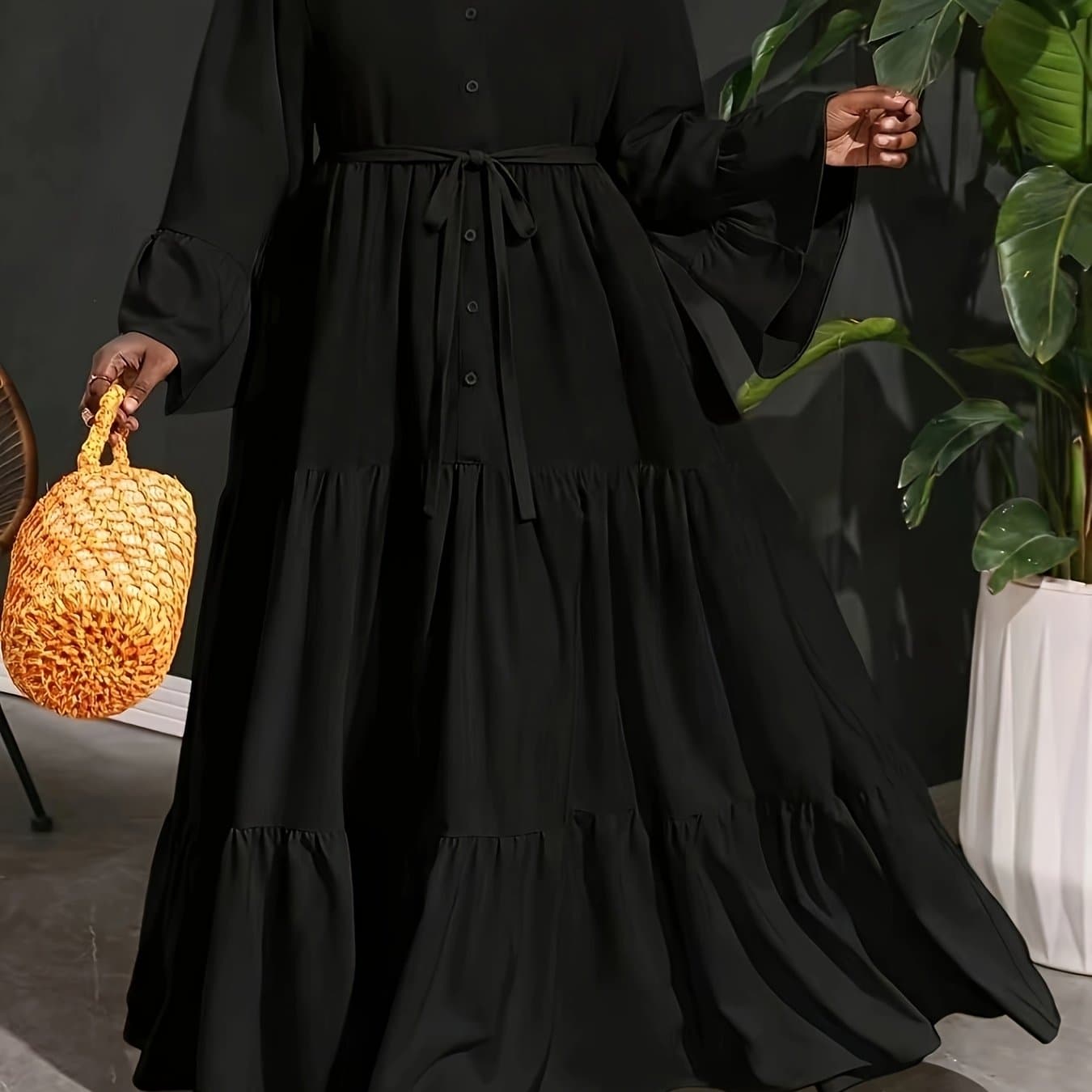 TEMU Plus Size - Ladies Fashion Waist Belt Casual Dress