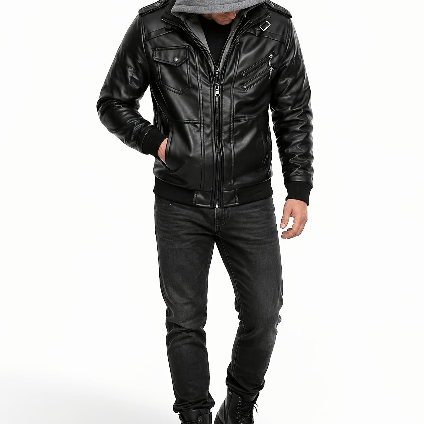 TEMU Men's Fashion Zipper Hooded Jacket Multi-pockets - Great For Spring Outdoor Cycling, Street Cycling