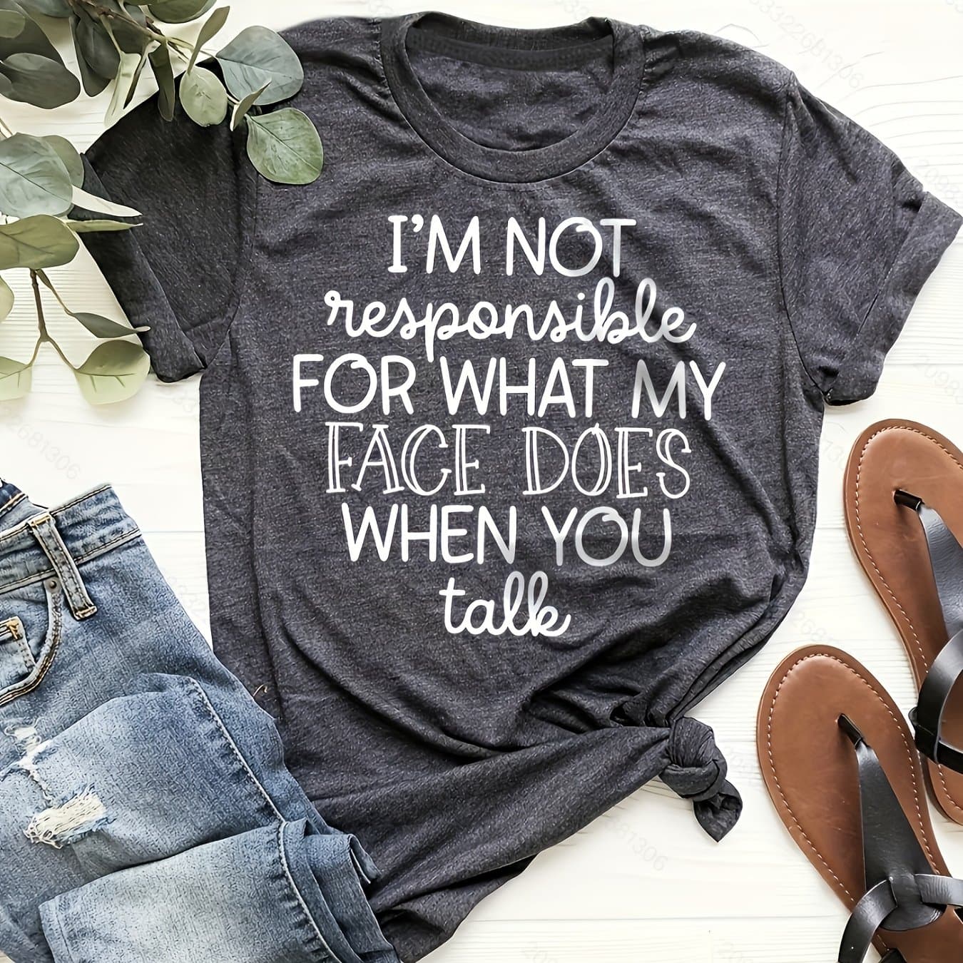 TEMU Trendy Women's Graphic Tee - Casual Short-sleeve Crew Neck Top - Light And Breathable For Spring And Summer Outfits