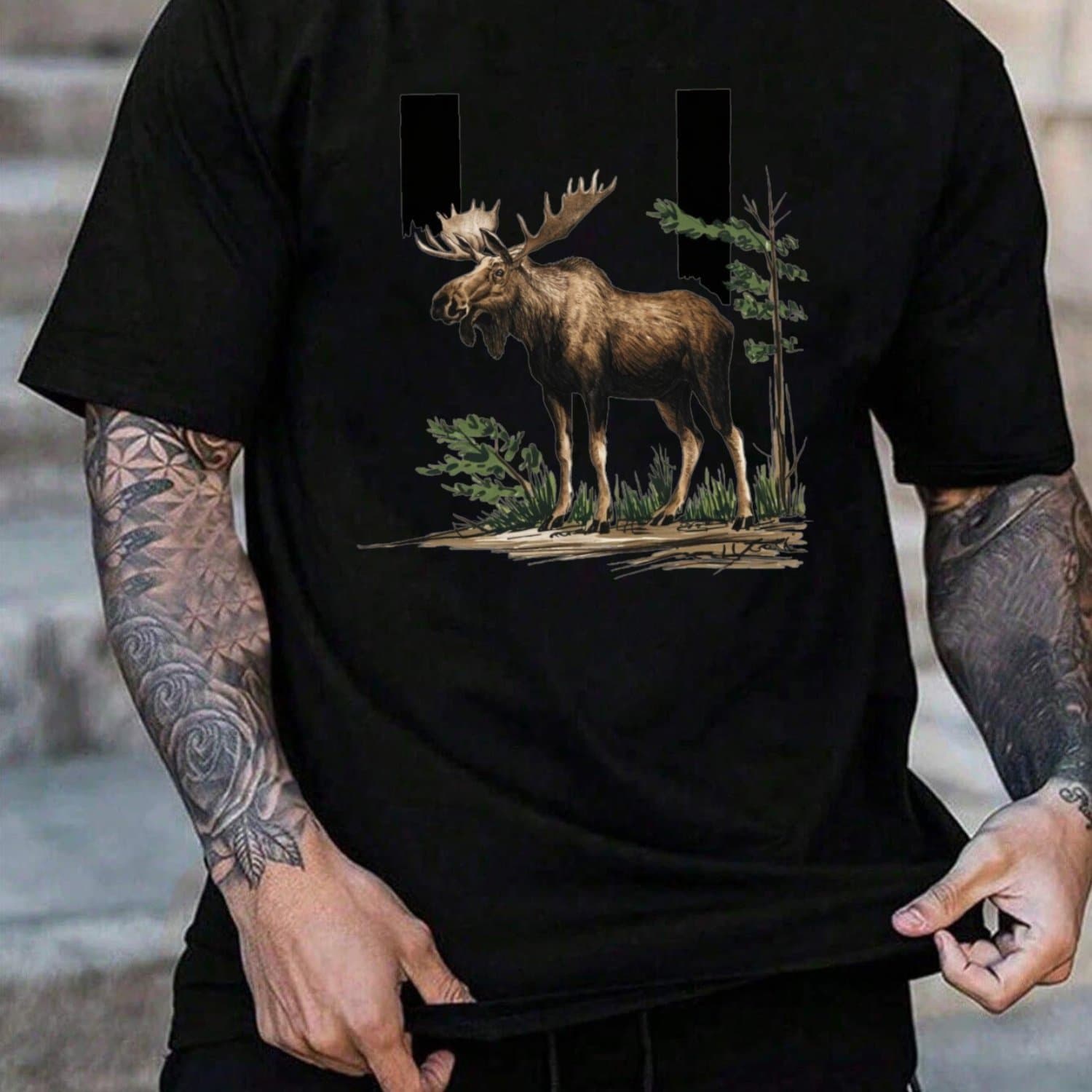 TEMU Product: Men's Pattern T-shirt, Suitable . .