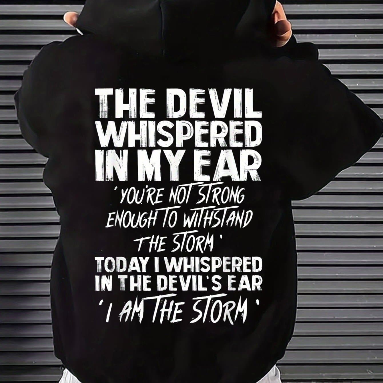 TEMU Men's Casual Hoodie With Storm Pattern And Inspirational Letters. Warm And Everyday Wear, This Long-sleeved Jumper Is Available In A Loose Fit For Plus Size. And Machine Washable