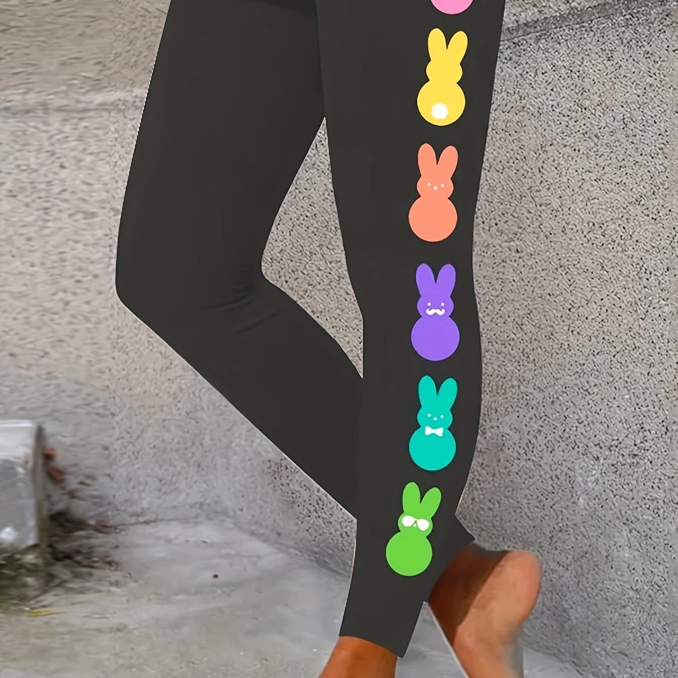 TEMU Easter Patterned High-waisted Leggings And Casual Stretchy Pants