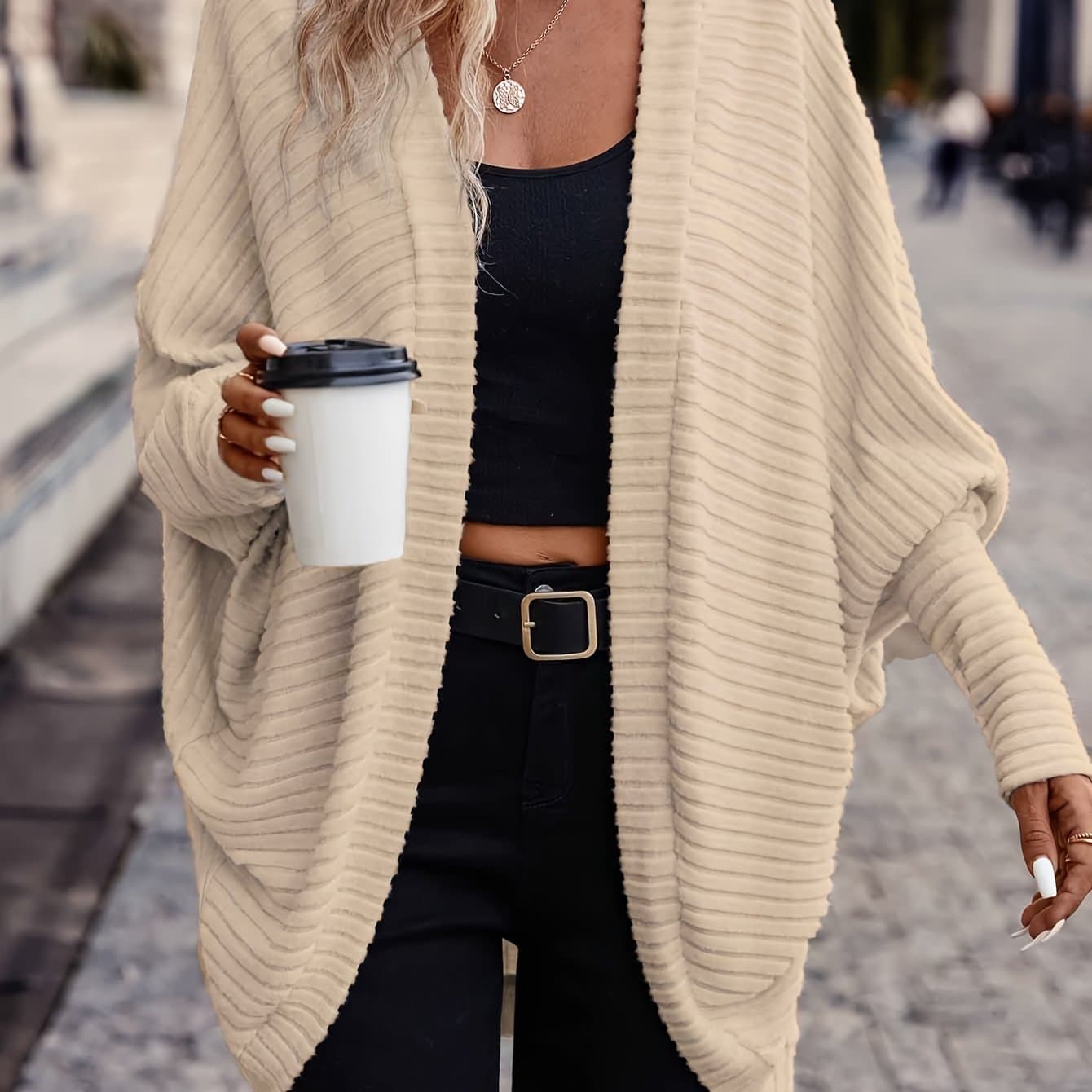TEMU Fashionable Versatile Solid Color 's Cardigan